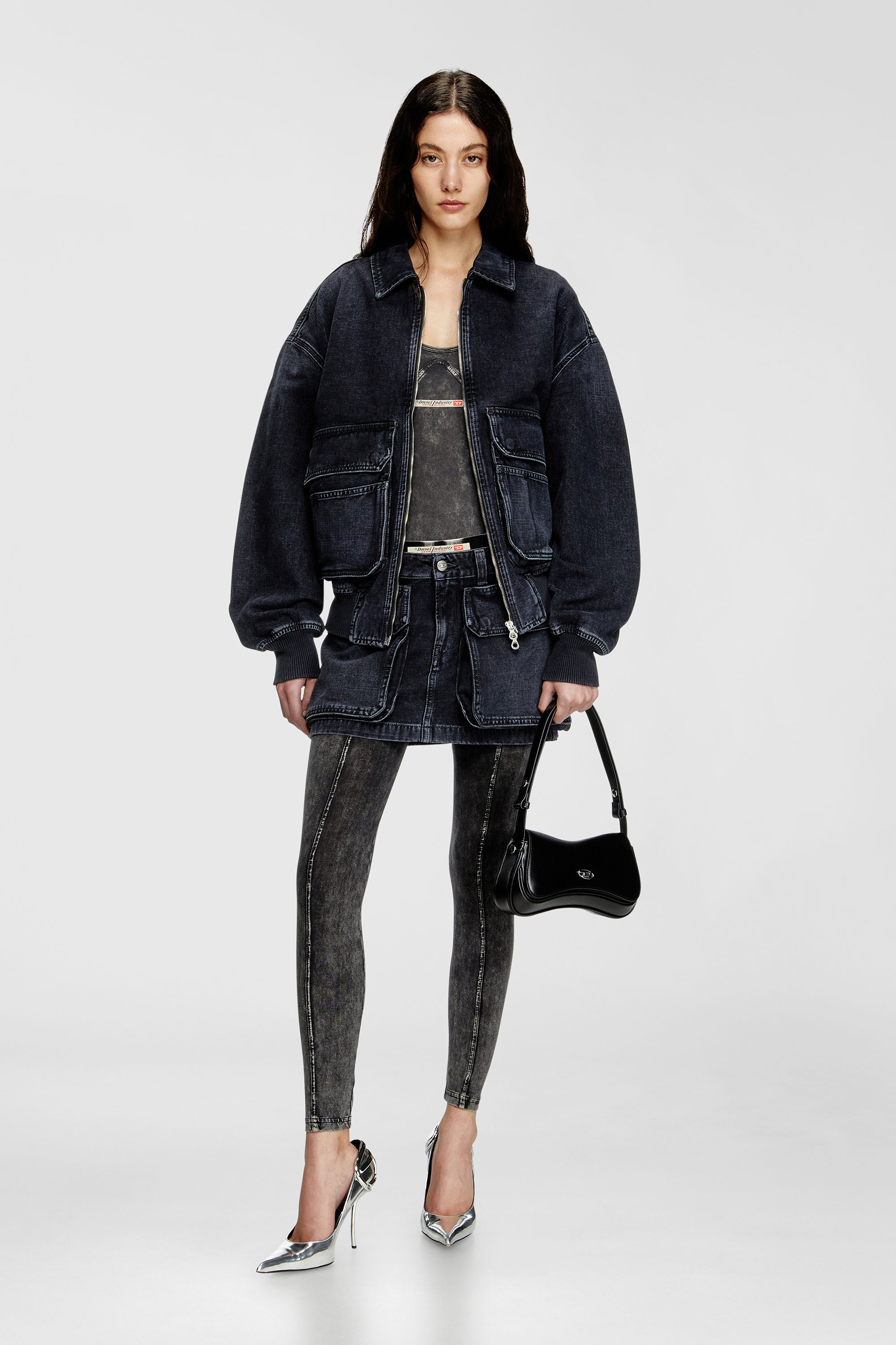 Women's Jacket in batavia-weave denim | Black | Diesel {{Country}}
