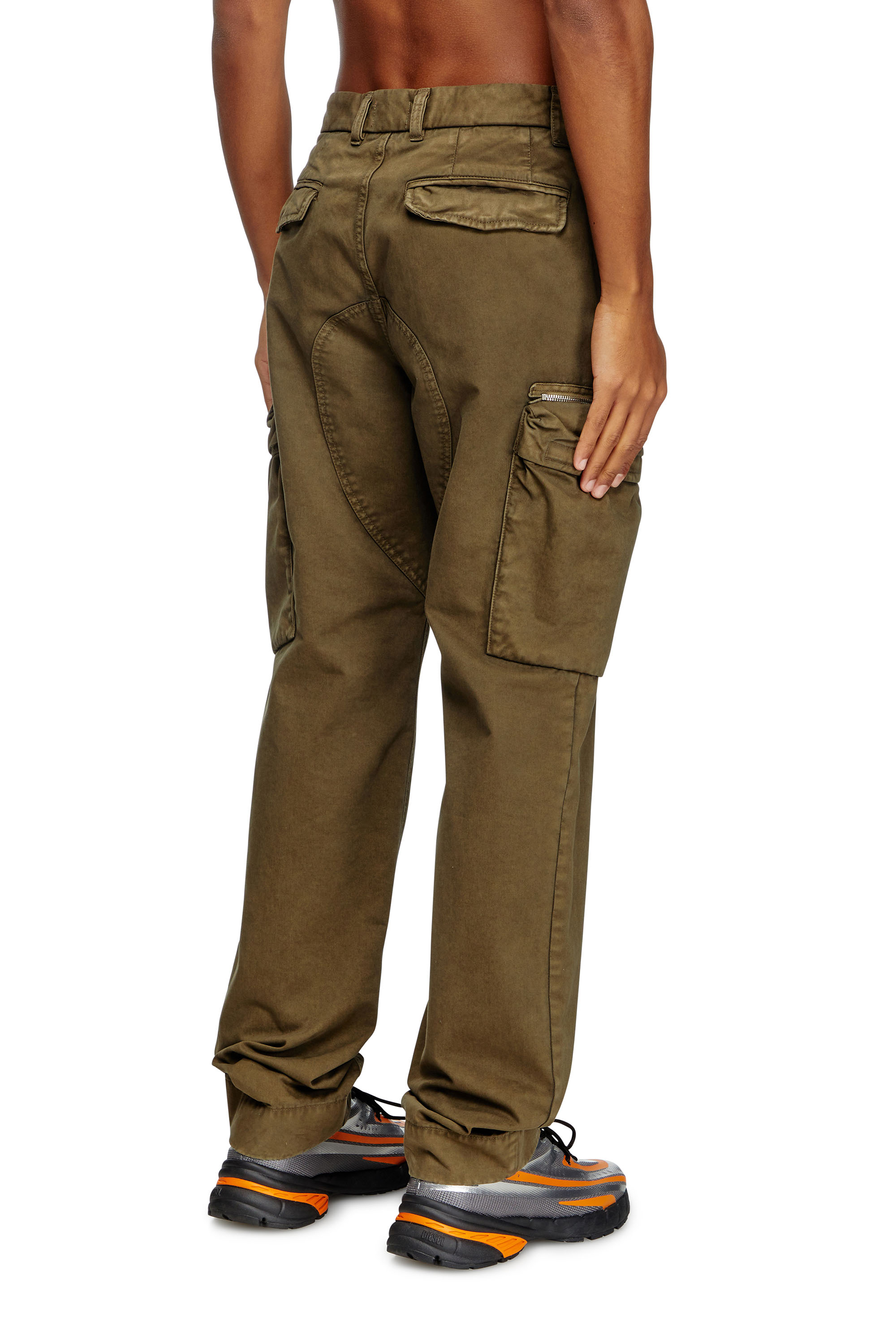 Diesel - P-YE, Man's Pants in faded peachskin twill in Military Green - 4