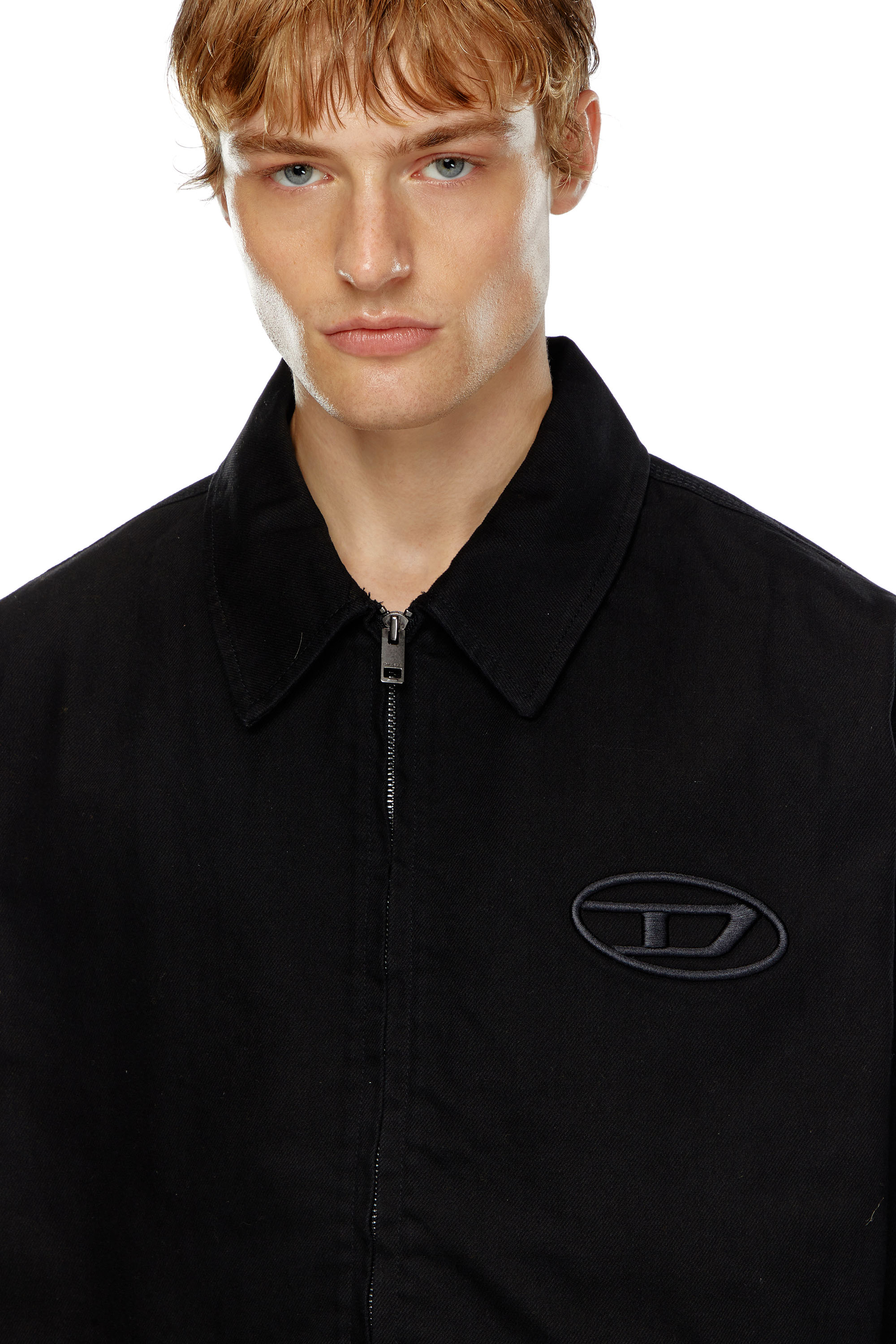 Diesel - J-TAYLOR-BLEACH, Man Denim blouson jacket with bleached logo in Black - Image 5