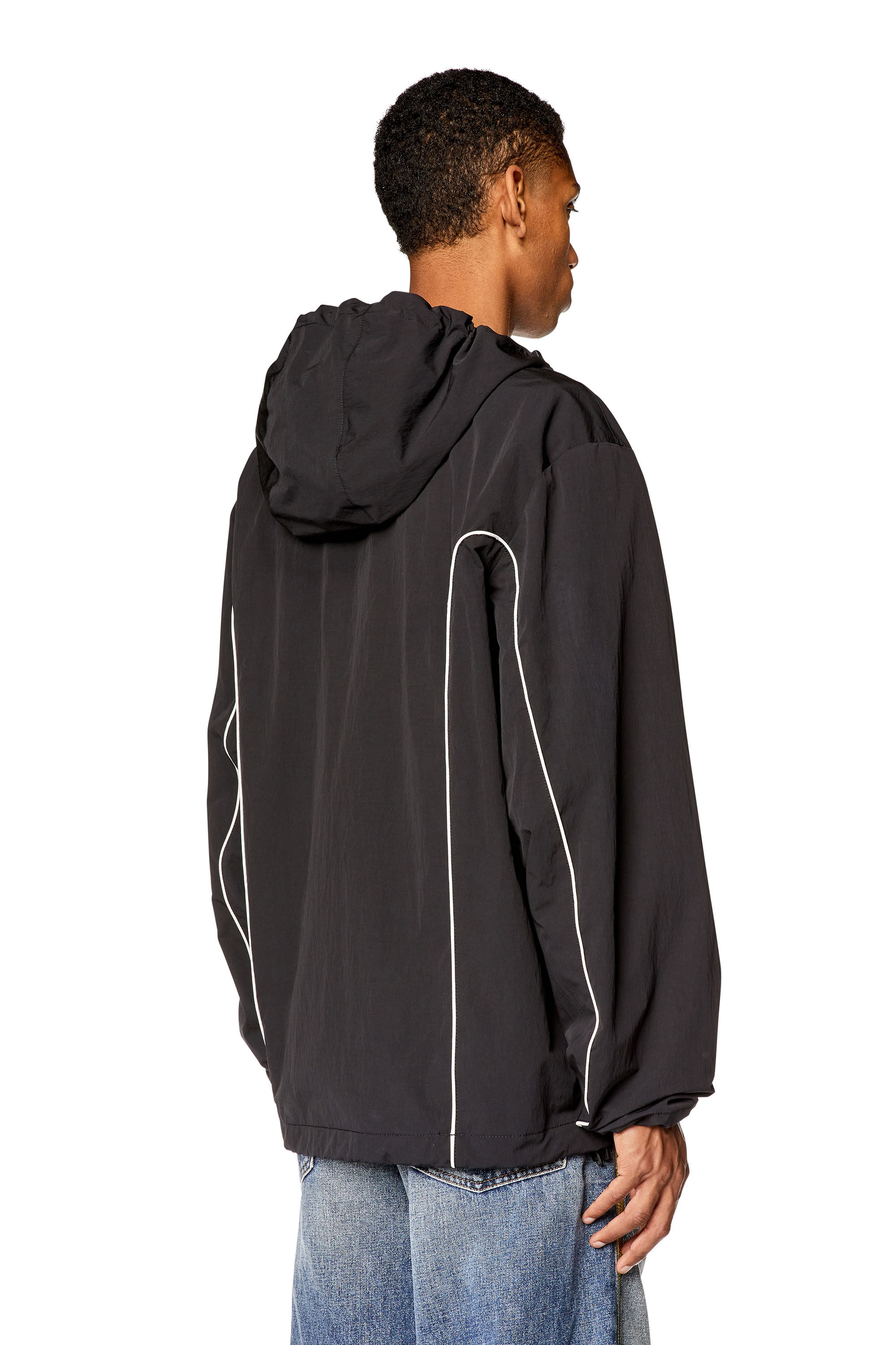 Diesel - J-HIVESSIN, Man's Windbreaker with contrast piping in Black - 4