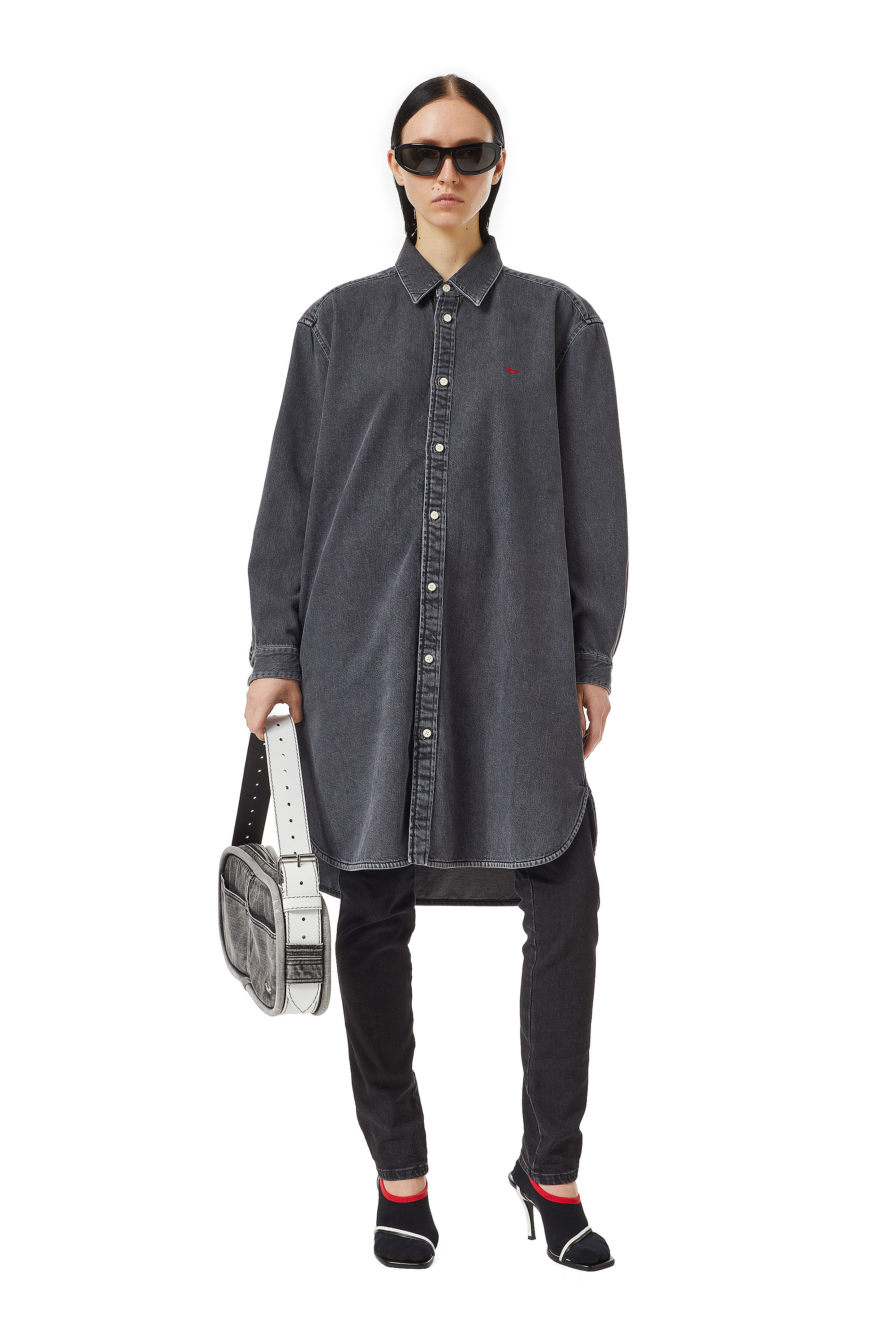 Diesel - DE-BLEX SHIRT DRESS, Black/Dark grey - Image 4
