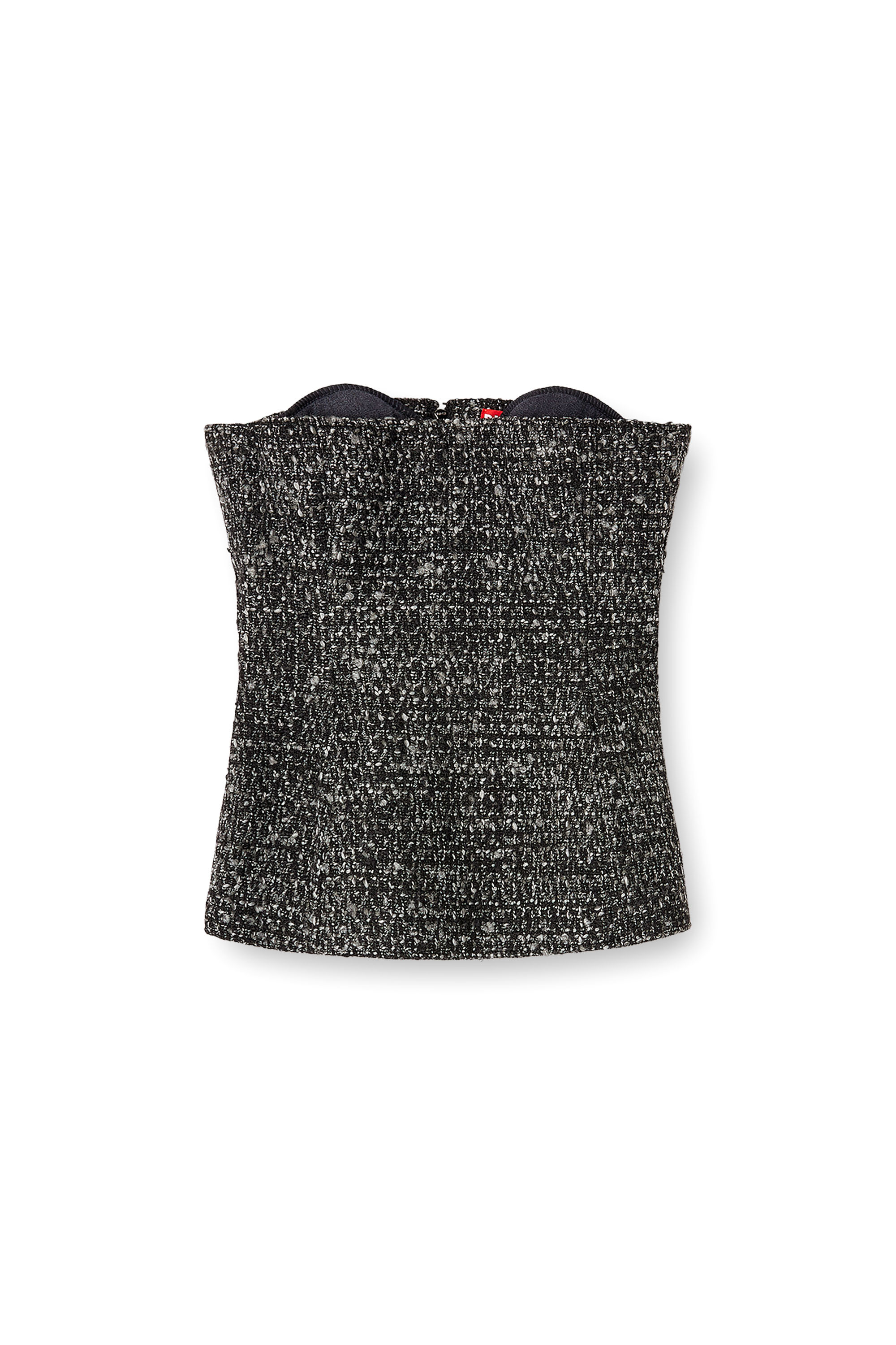 Diesel - T-ORSET, Woman's Bouclé corset top with ultra-low cut in Black - 3