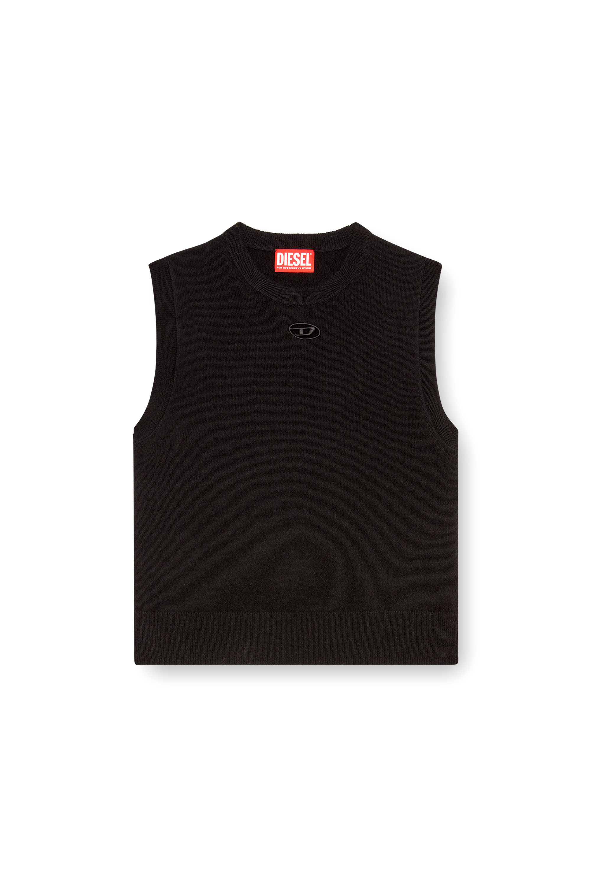 Diesel - M-ARGA-SL, Woman Cropped vest in wool and cashmere knit in Black - Image 3
