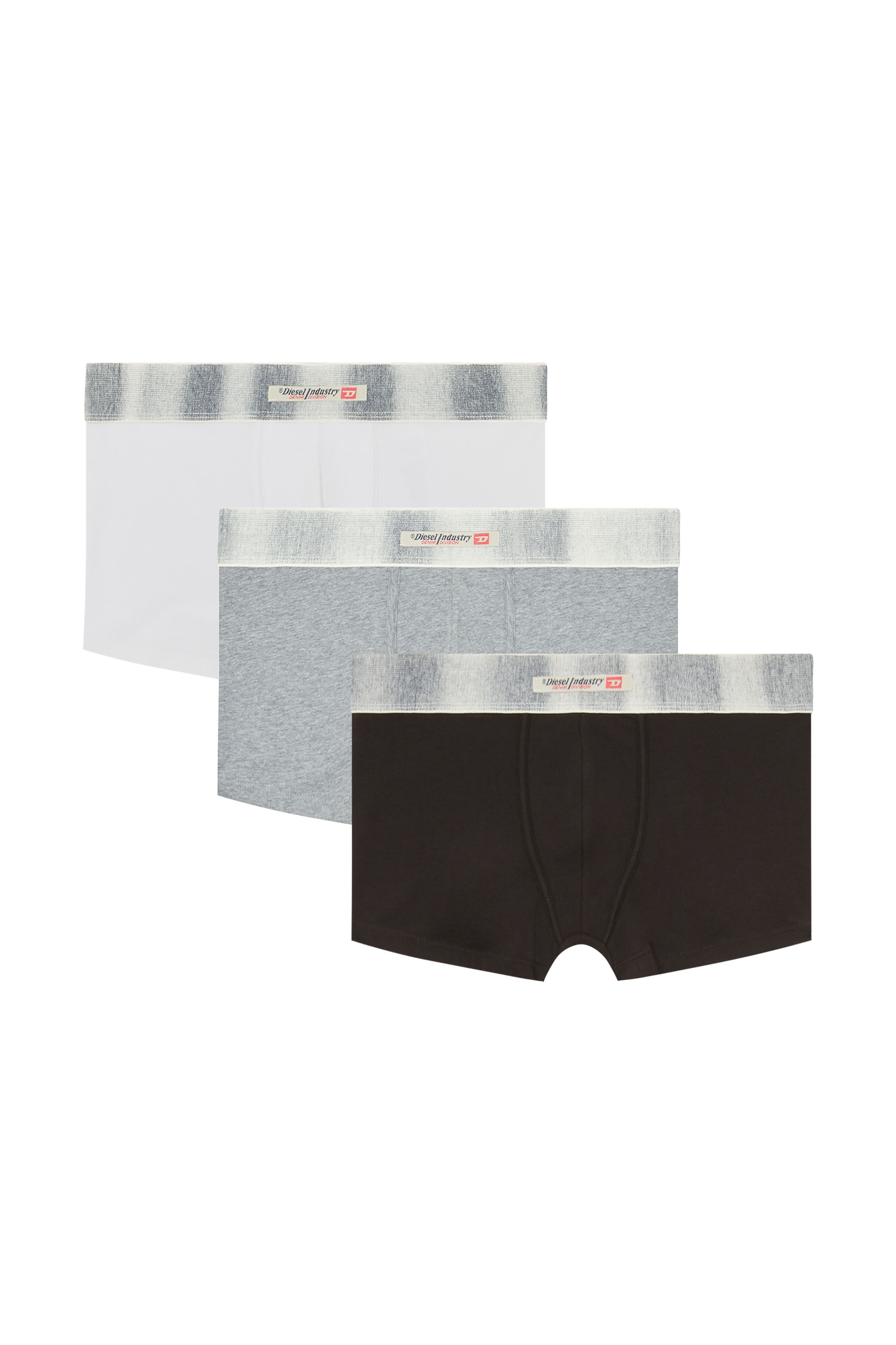 Diesel - DAMIEN-DNM-3PACK, Man's Three-pack of stretch cotton boxer briefs with satin waistband in Multicolor/Grey - 2