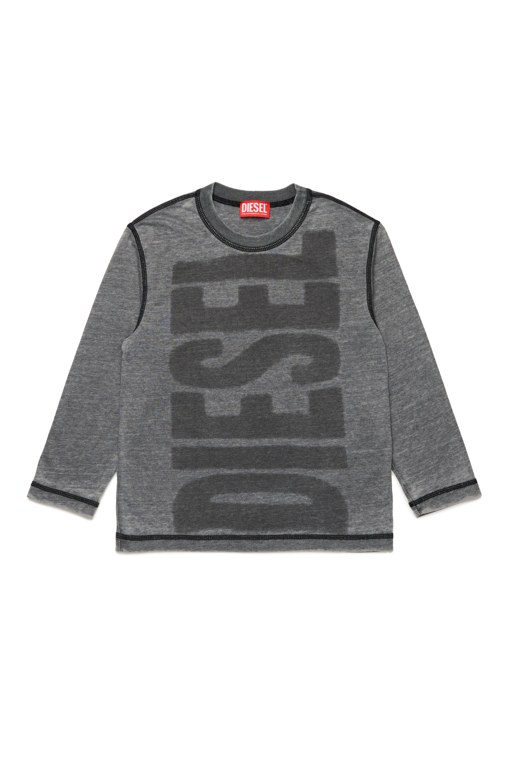 Diesel - TCRANELSL1 OVER, Man's Long-sleeve burnout T-shirt with logo in Black - 1