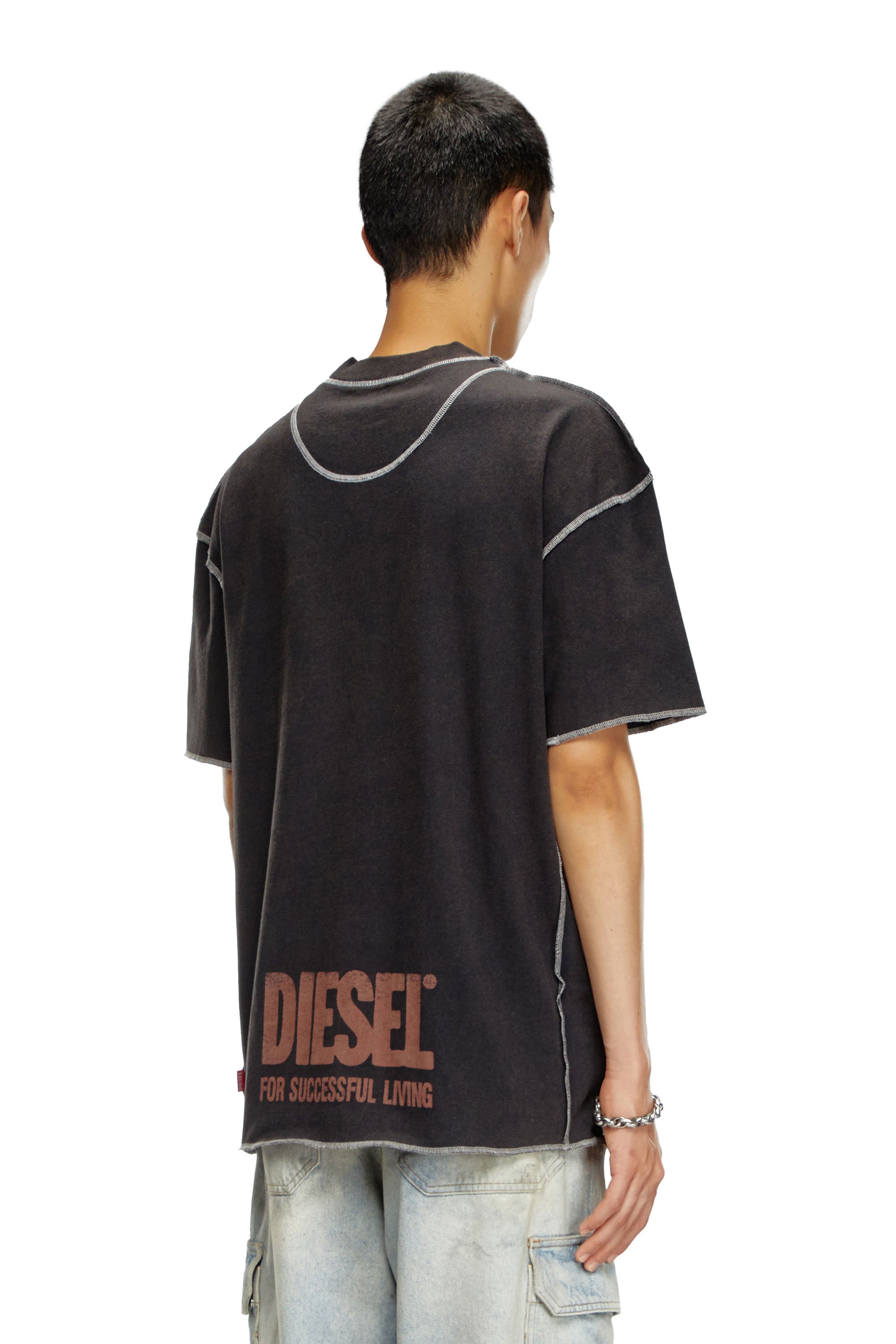 Diesel - T-CRAOR, Man's T-shirt with inside-out effect in Black - 4