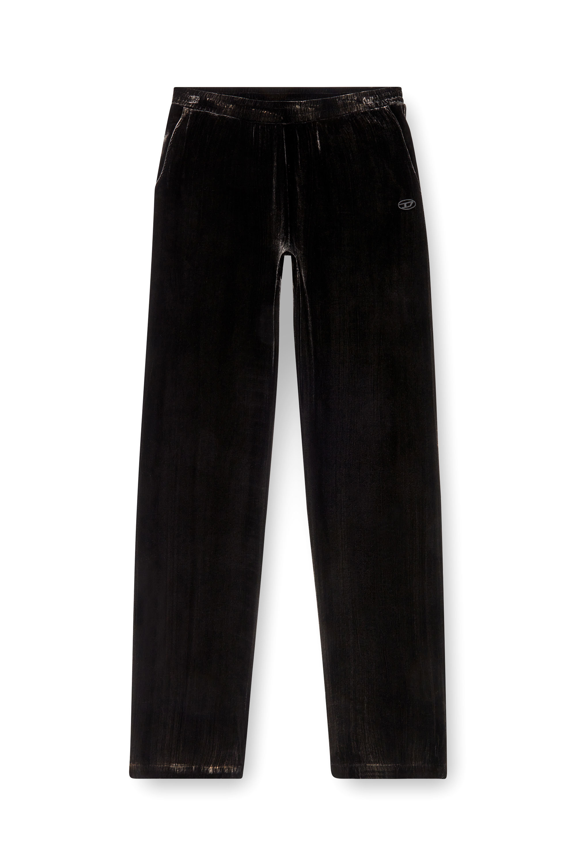 Diesel - P-SALFORD, Man's Track pants in treated velvet in Black - 2