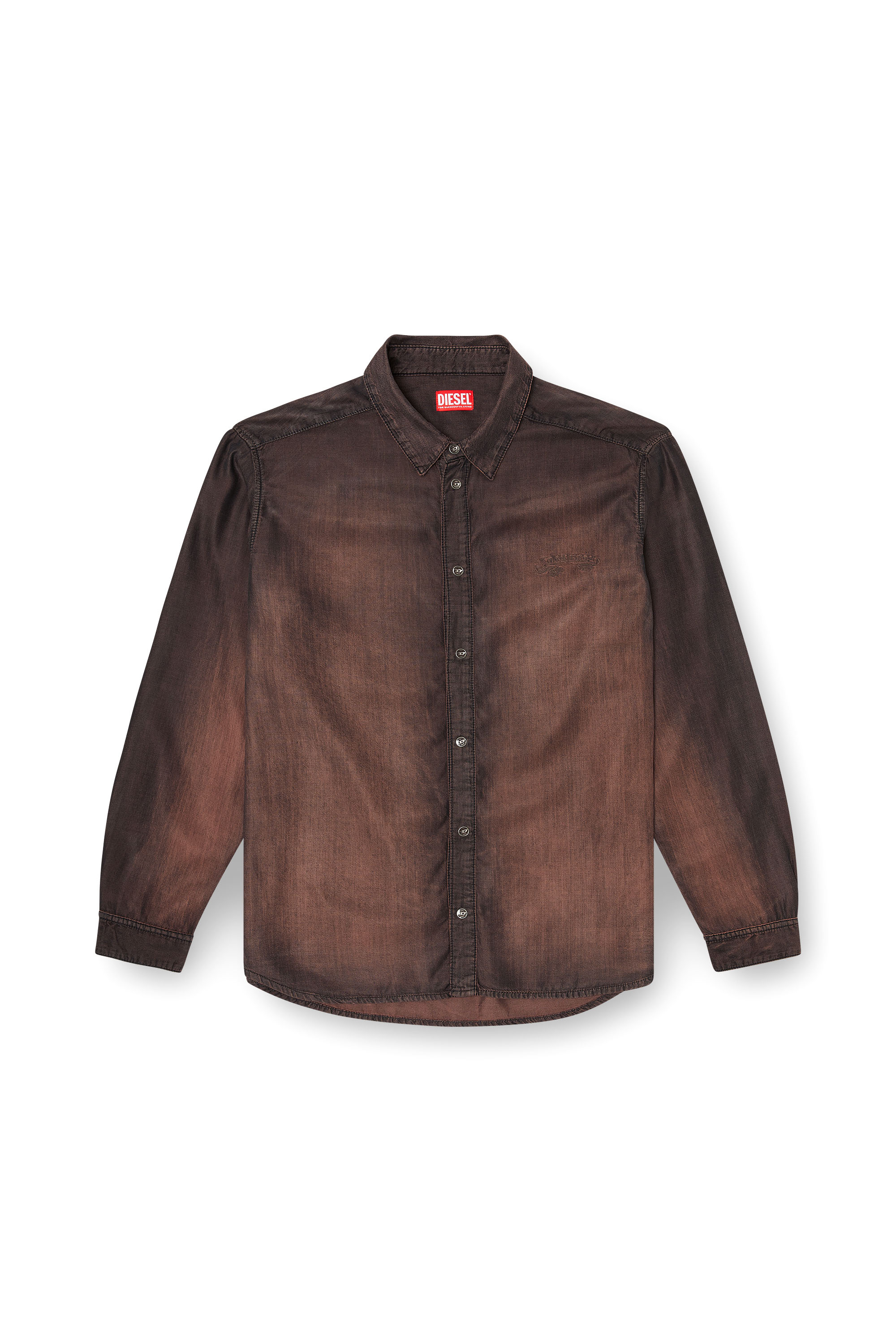 Diesel - D-SIMPLY-S16, Man's Shirt in fluid coated denim in Brown - 3