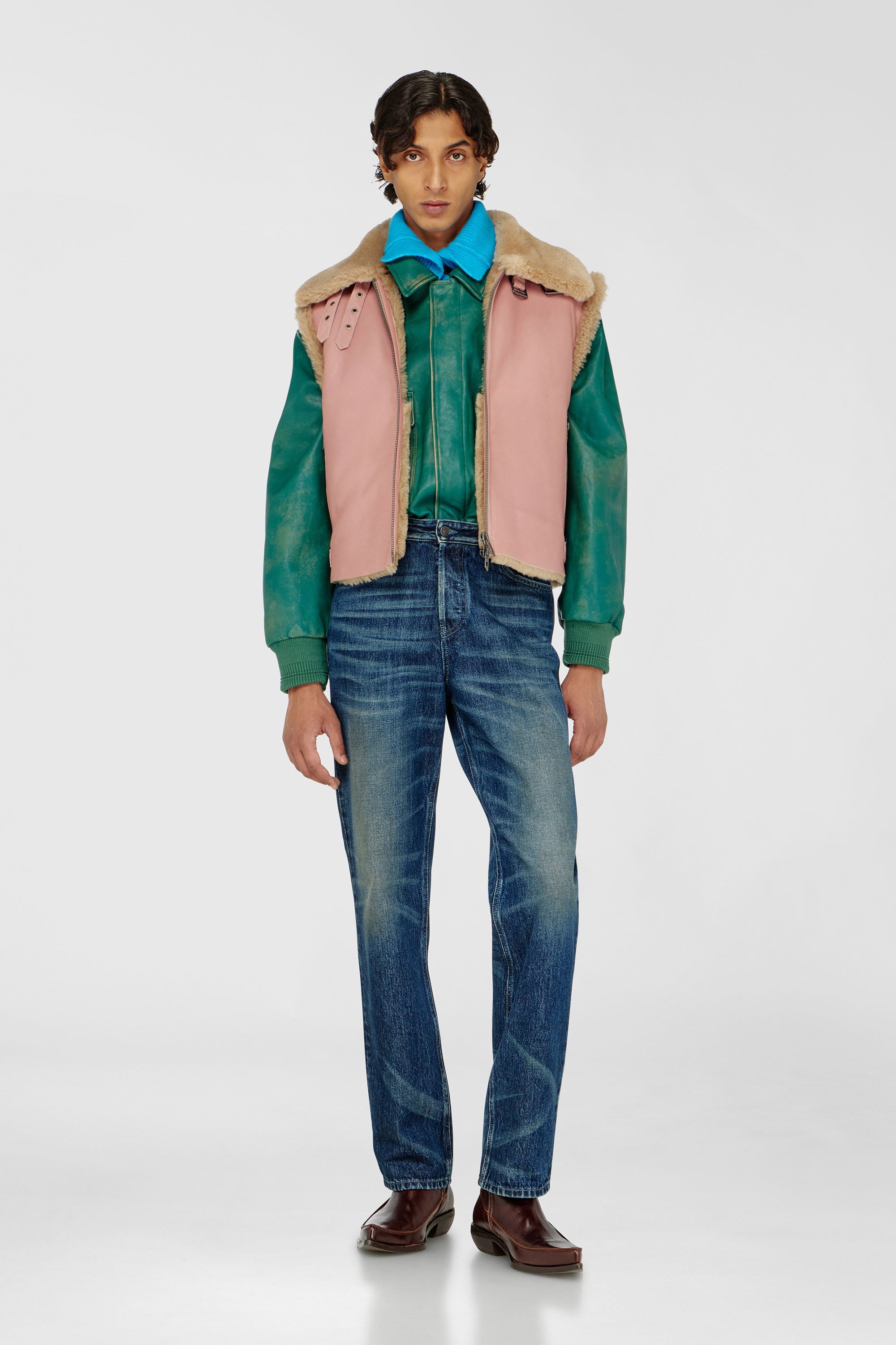Diesel - L-HONT, Man's Shearling leather vest in Pink - 2