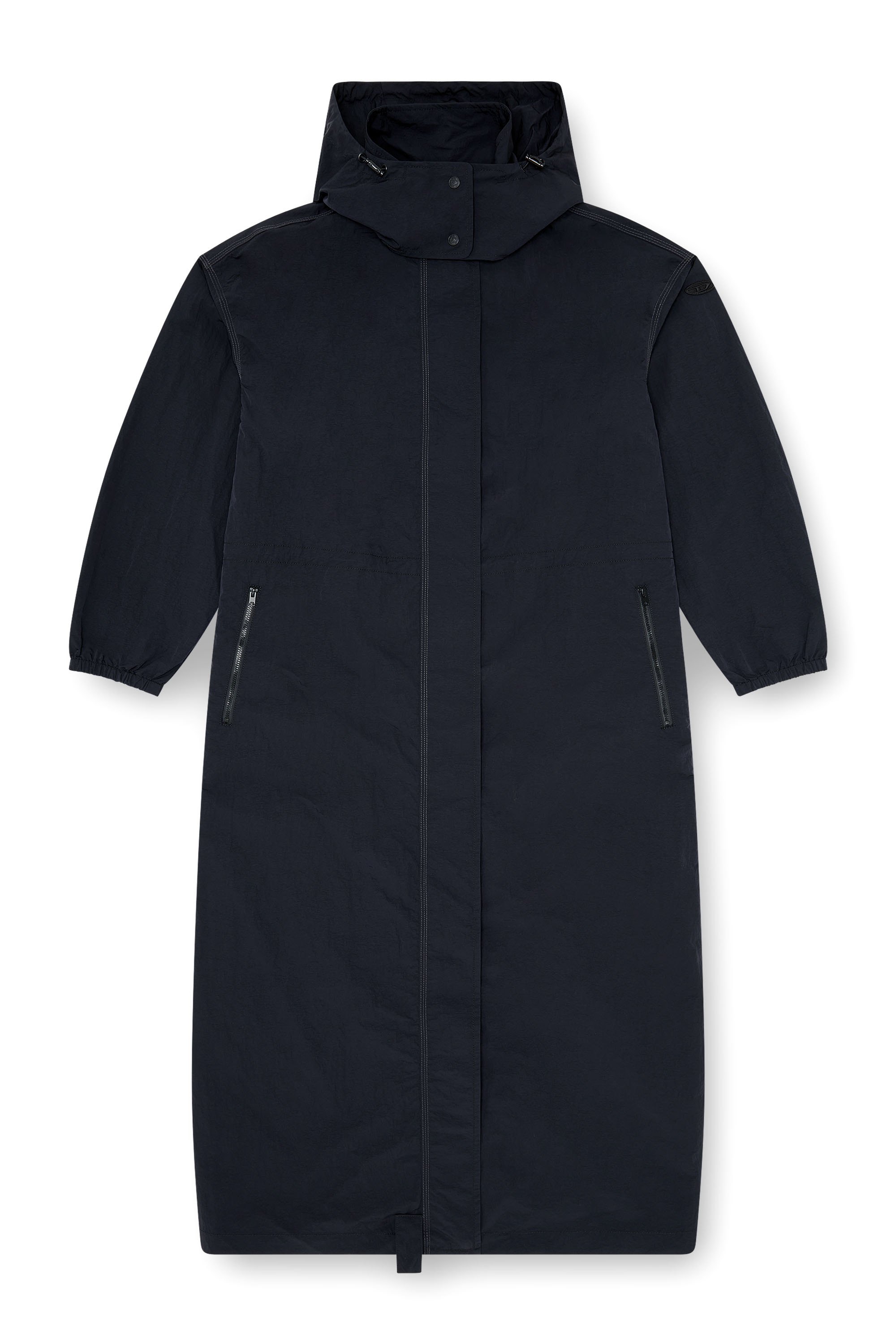 Diesel - G-ASTER-T1, Woman's Nylon trench coat with detachable hood in Night Blue - 3