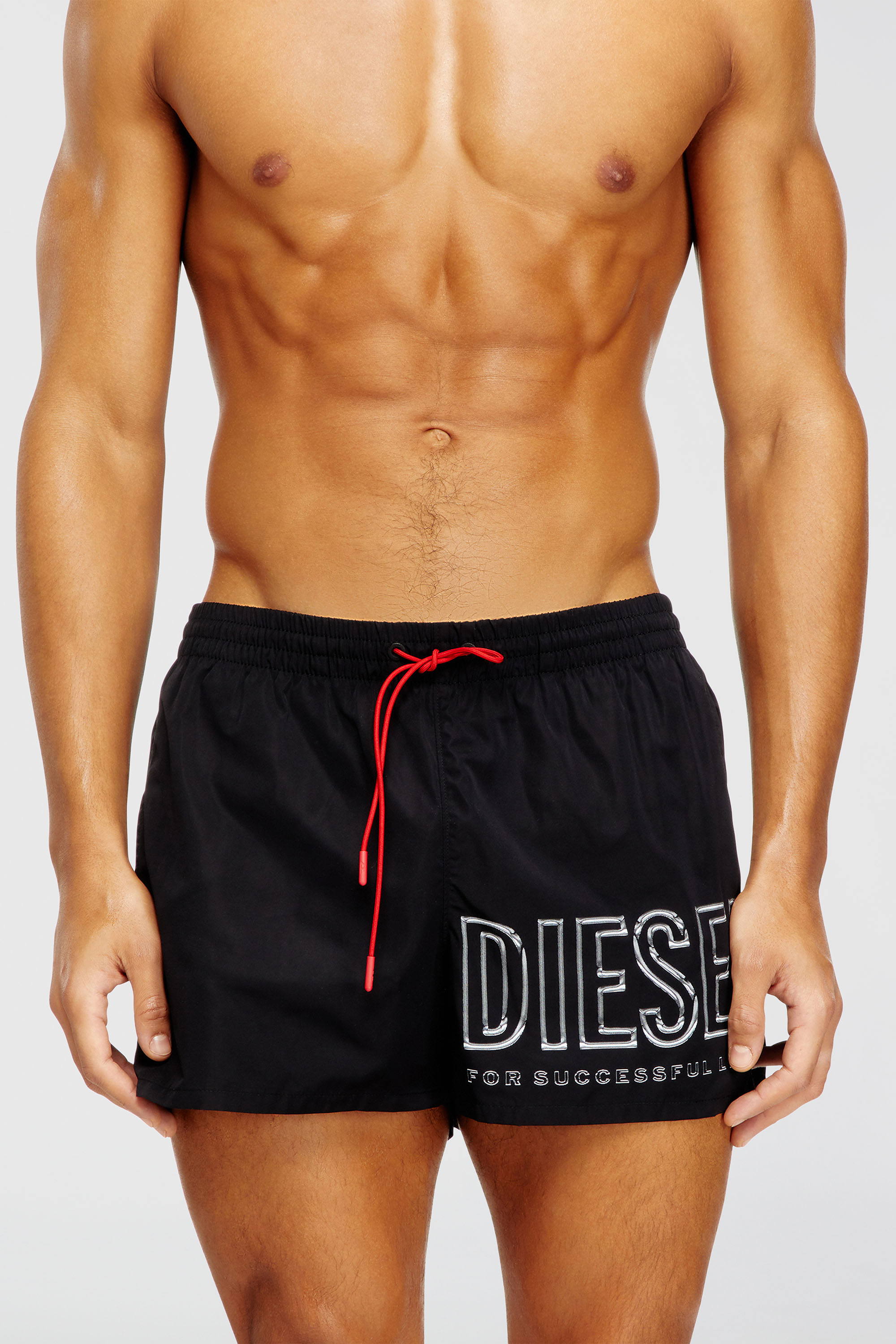 Diesel - OLYMPIC-34-D-CORE, Man's Mid-length swim shorts with outline logo in Black - 1