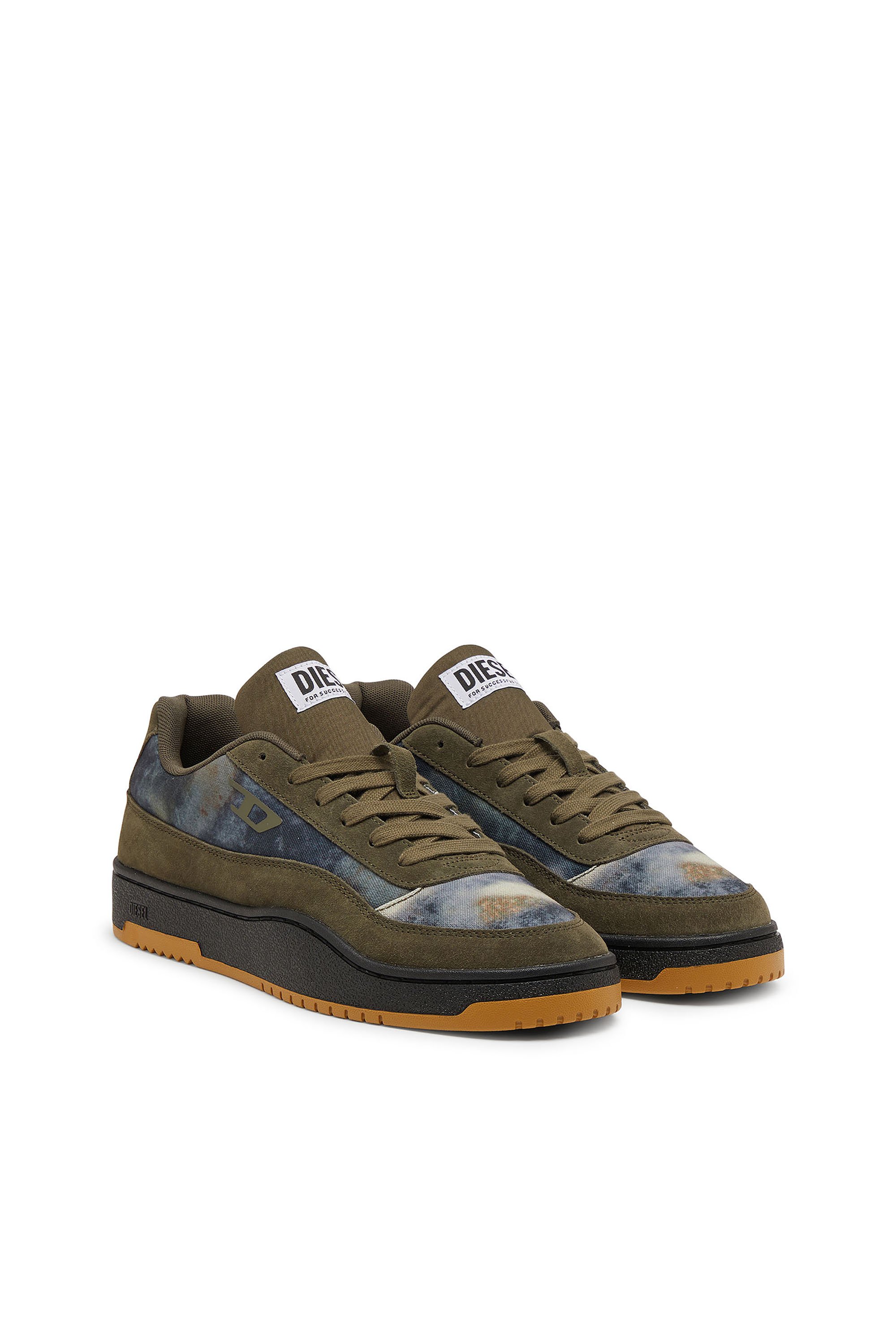 Diesel - S-TRACKER-D LOW, Man's S-Tracker-D leather lace-up shoes in Green/Blue - 3