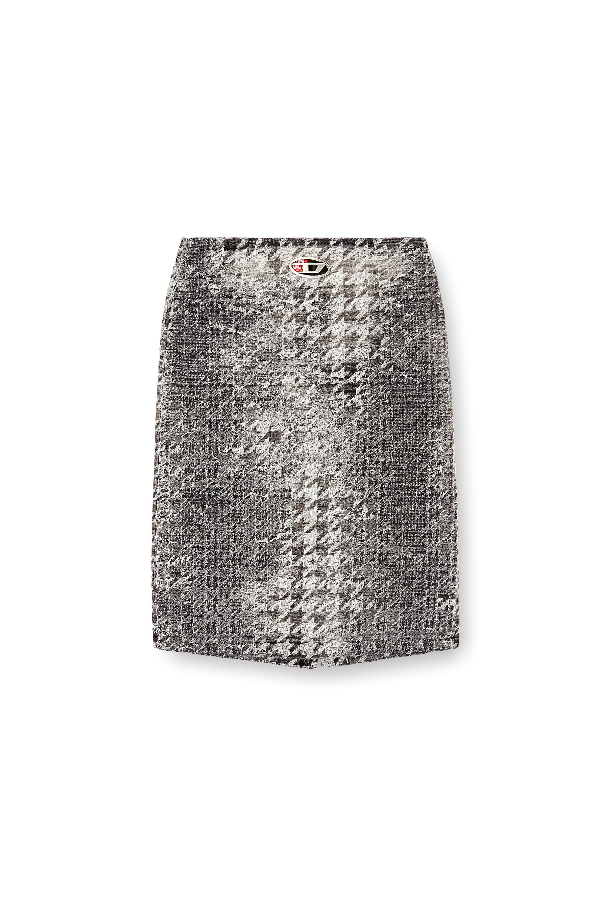 Diesel - DE- RATHIAN-FSH, Woman's Midi skirt in Prince of Wales jacquard denim in Black/Dark grey - 3