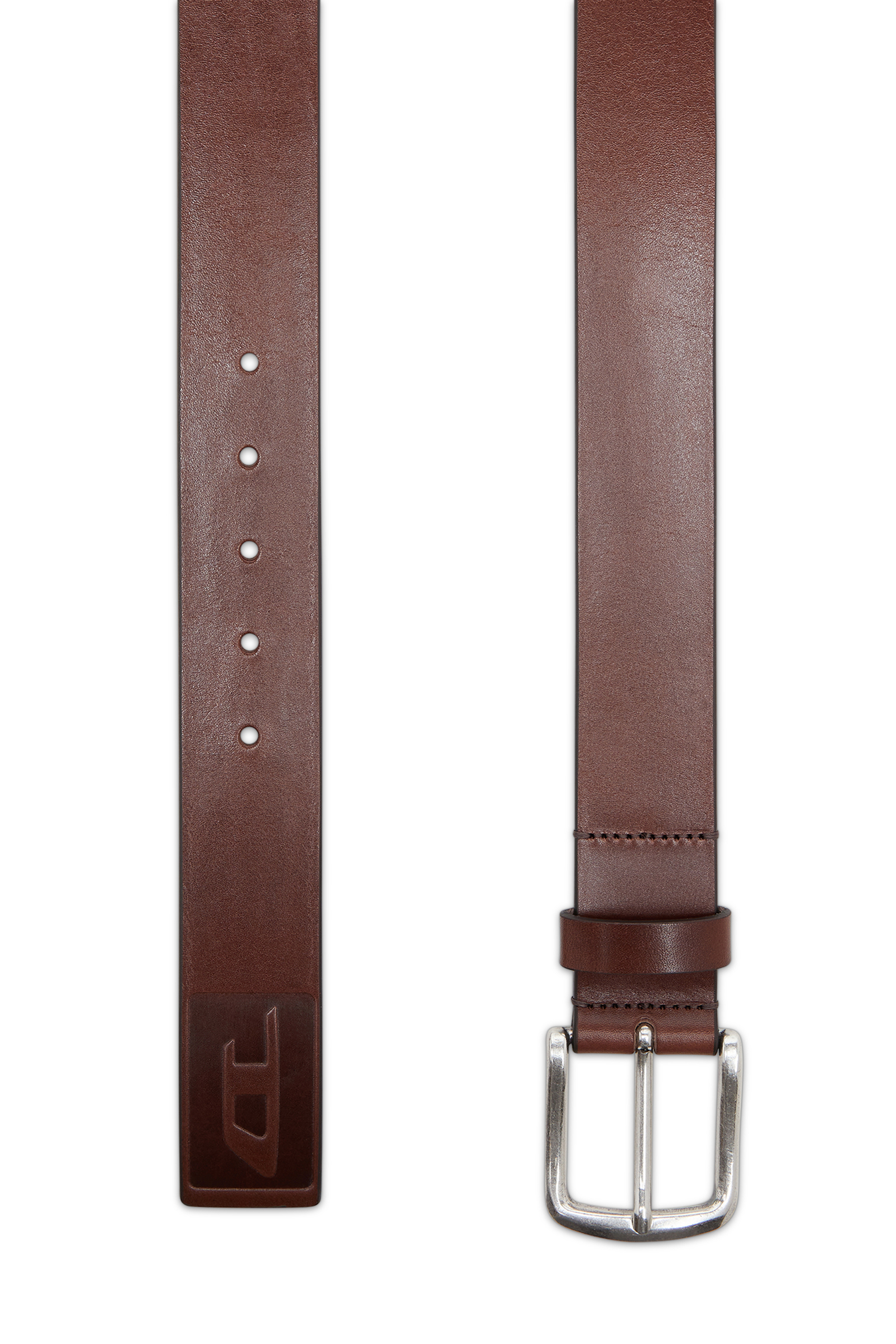 Diesel - B-FLAG-D EMBOSSED, Man's 4 cm leather belt with engraved logo in Brown - 2