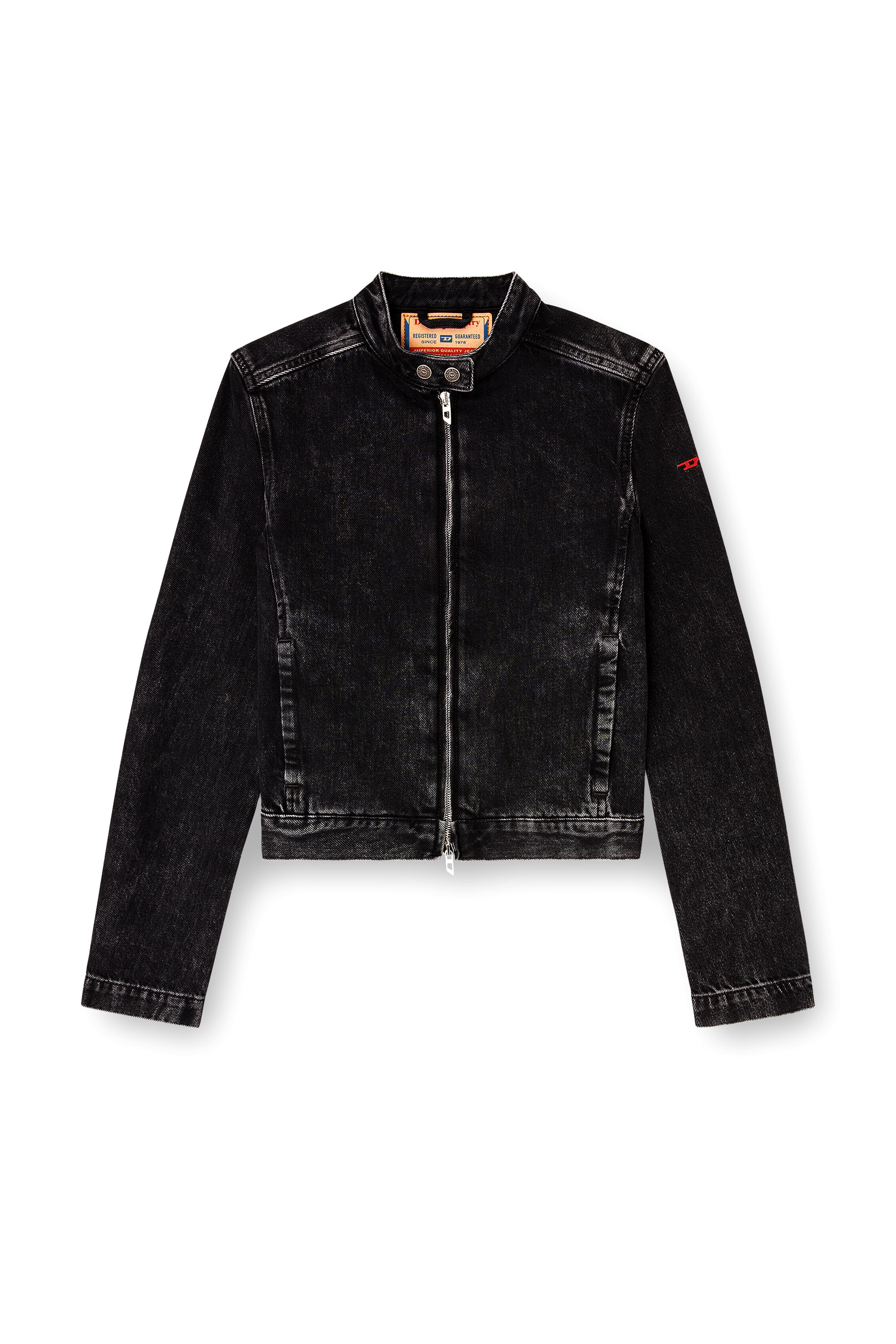 Diesel - DE-MORNIN, Woman's Moto jacket in denim in clean-wash denim in Black - 2