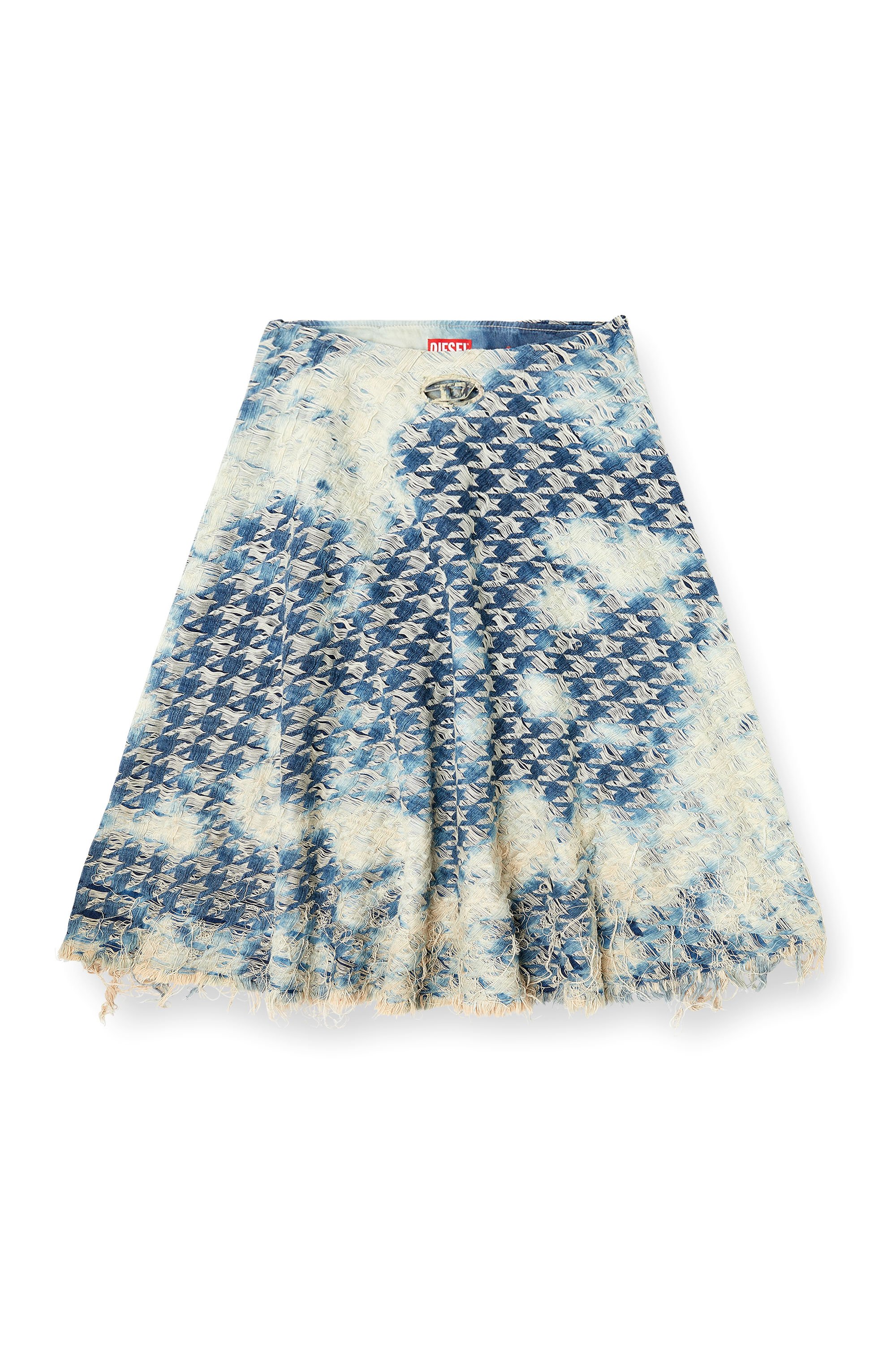 Diesel - DE-ANNET-FSH1, Woman's Midi skirt in houndstooth-weave denim in Light Blue - 3