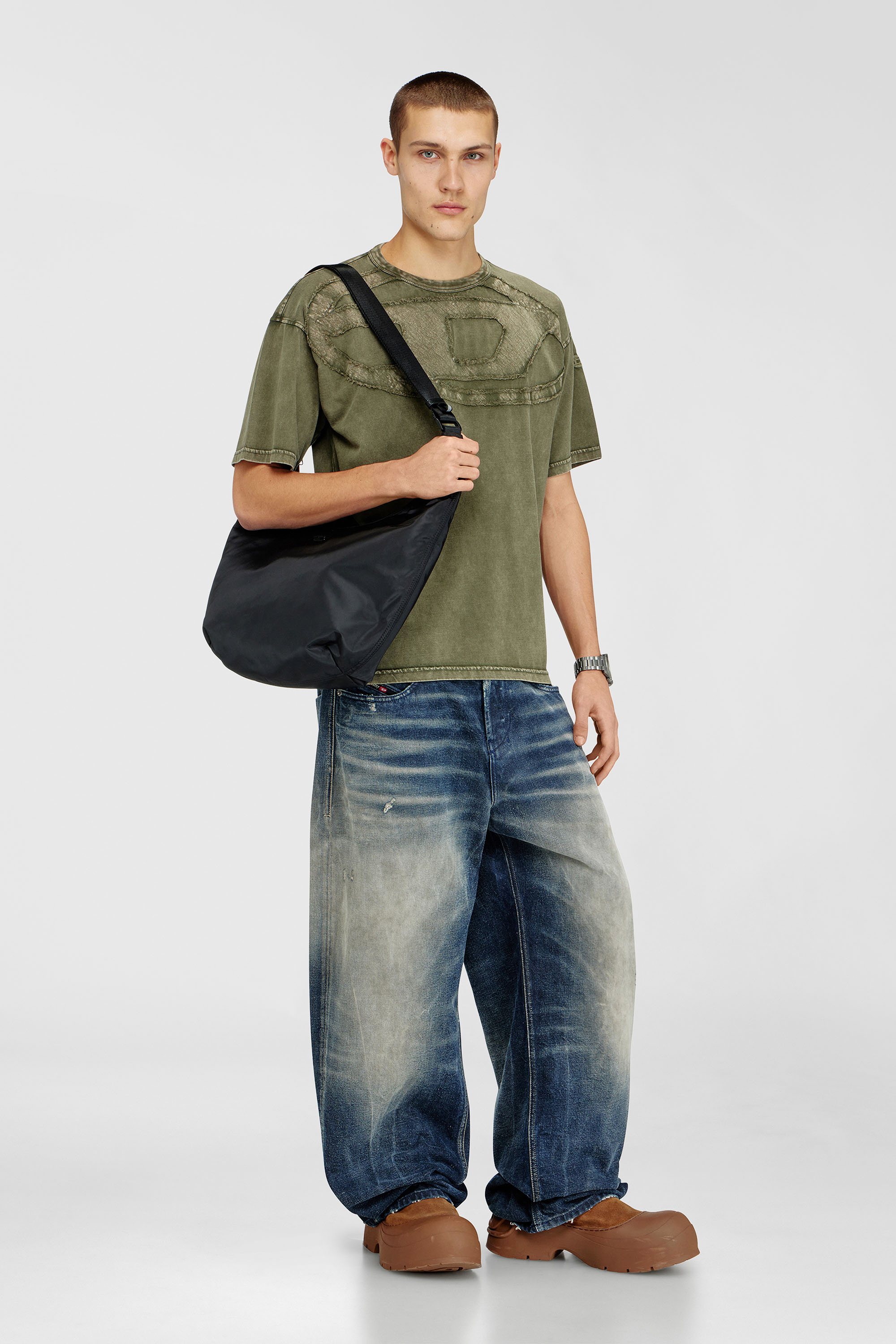 Diesel - D-PACK HOBO X, Unisex's D-Pack-Borsa a spalla in nylon con placca Logo Oval D in Black - 2