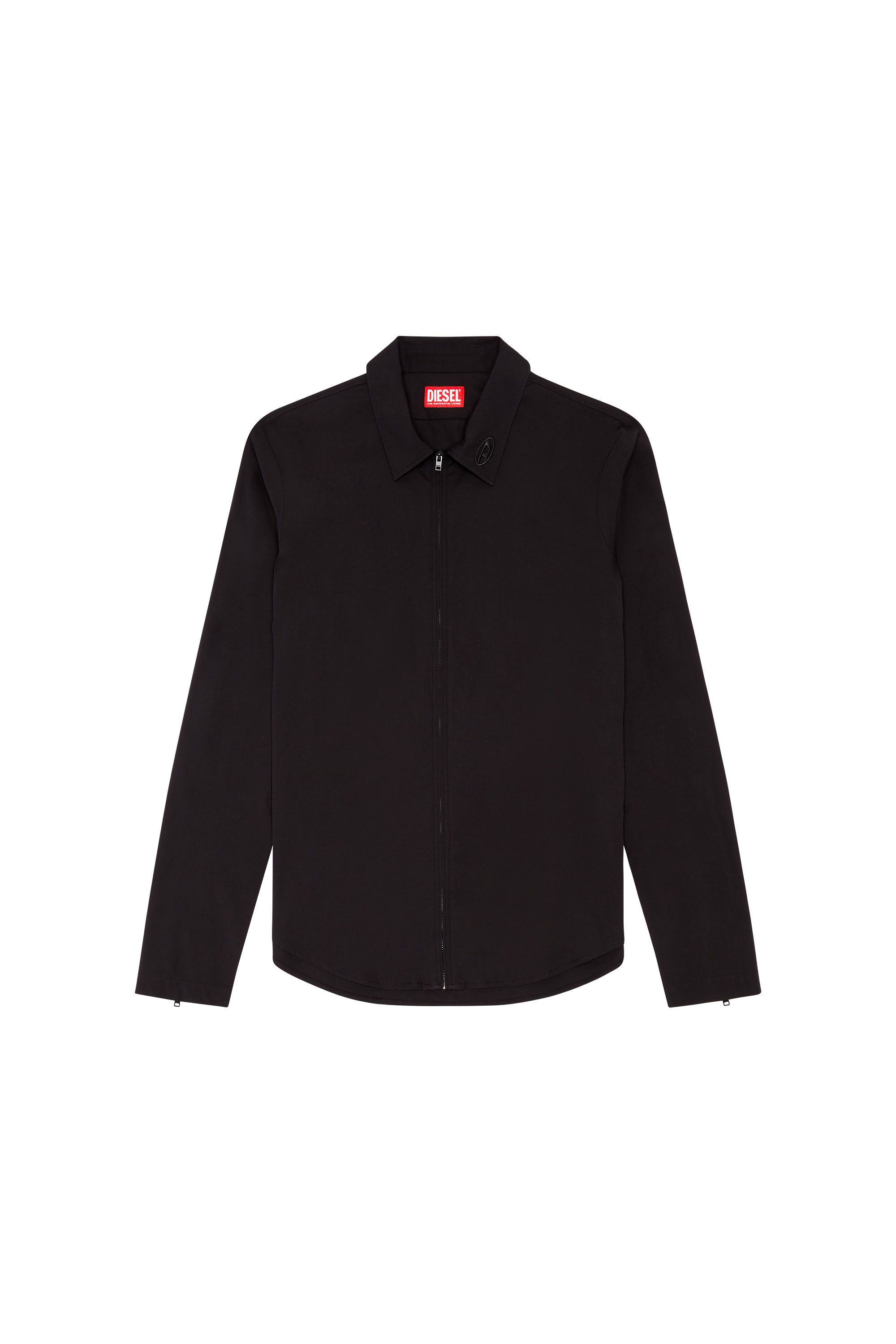 Diesel - S-STUCK, Man's Logo-embroidered zip shirt in Black - 2