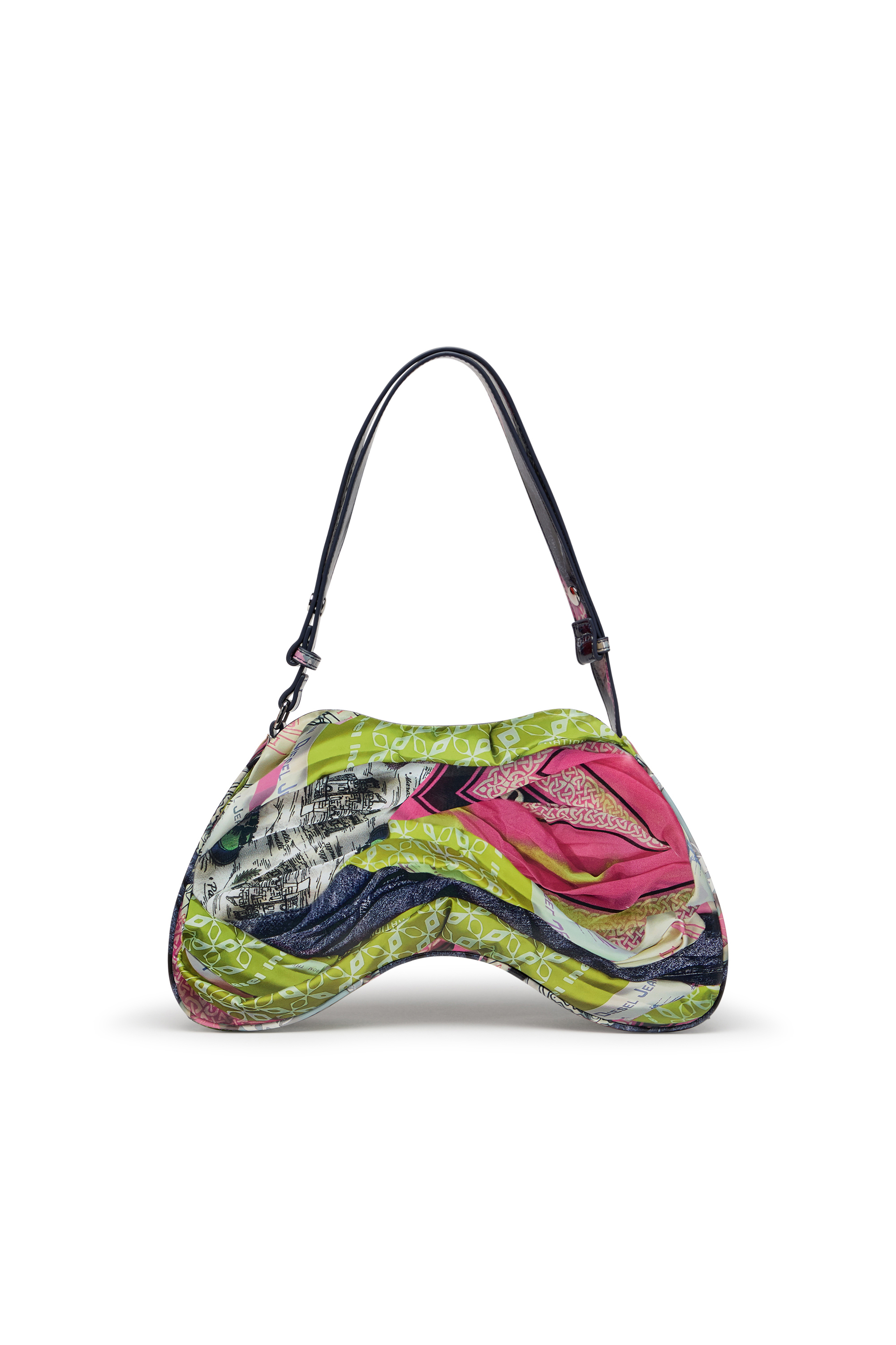 Diesel - PLAY SHOULDER, Woman's Play-Glossy shoulder bag with print in Pink/Yellow - 3