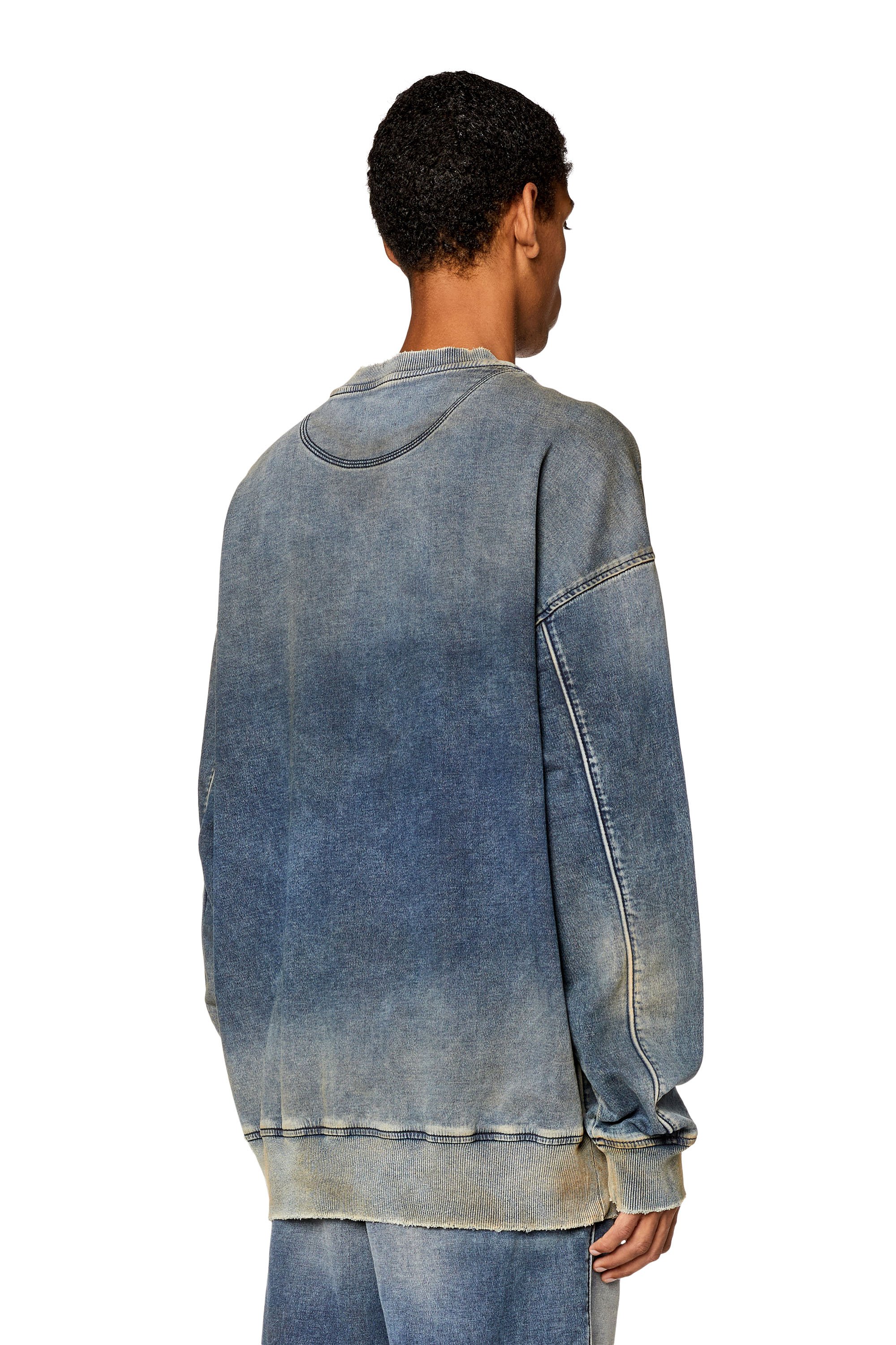Men's Sweatshirt in vintage-look Track Denim | D-KRIB-NE Diesel
