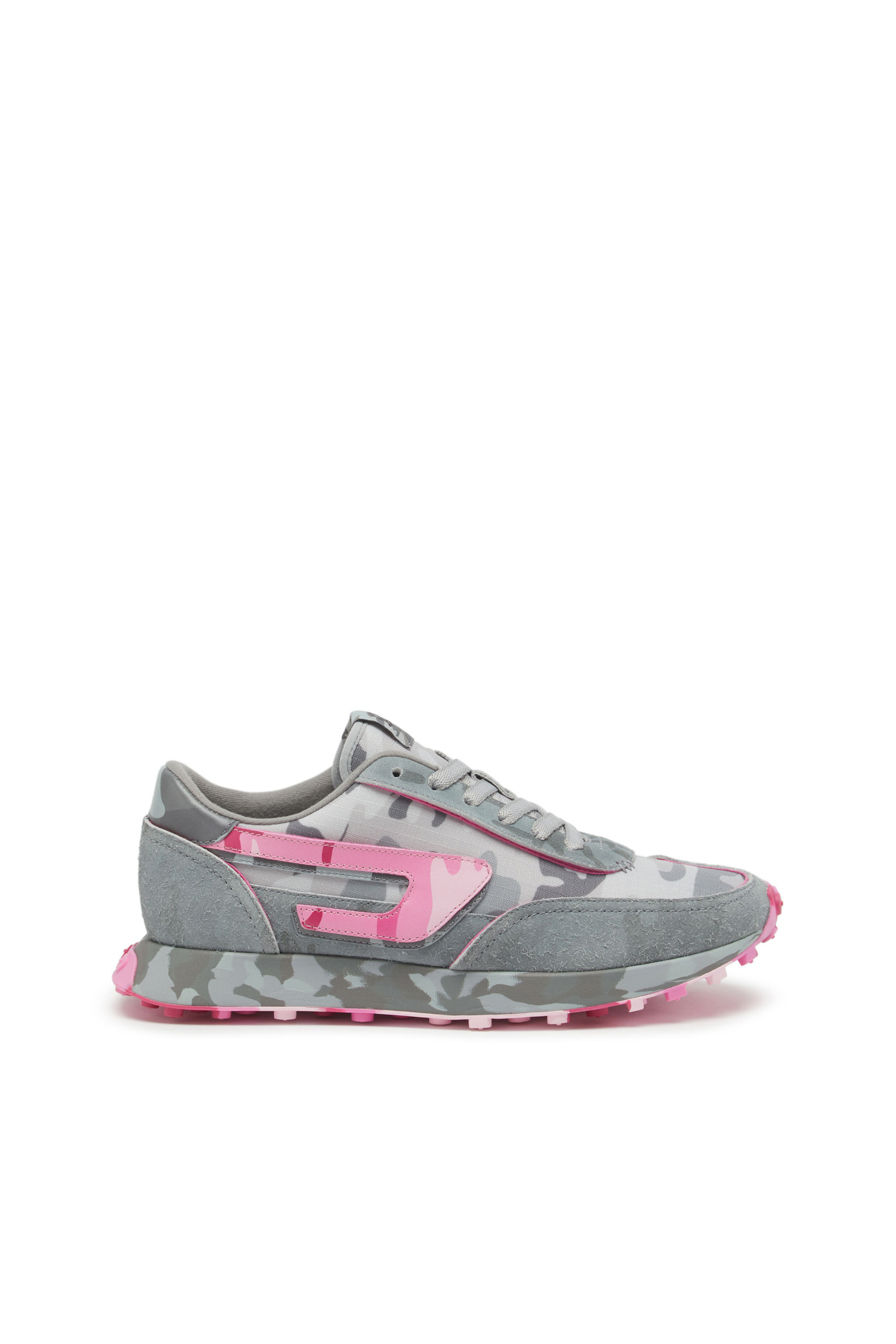 Diesel - S-RACER LC W, Woman's S-Racer Lc W - Low-top sneaker with camo print in Grey/Pink - 1