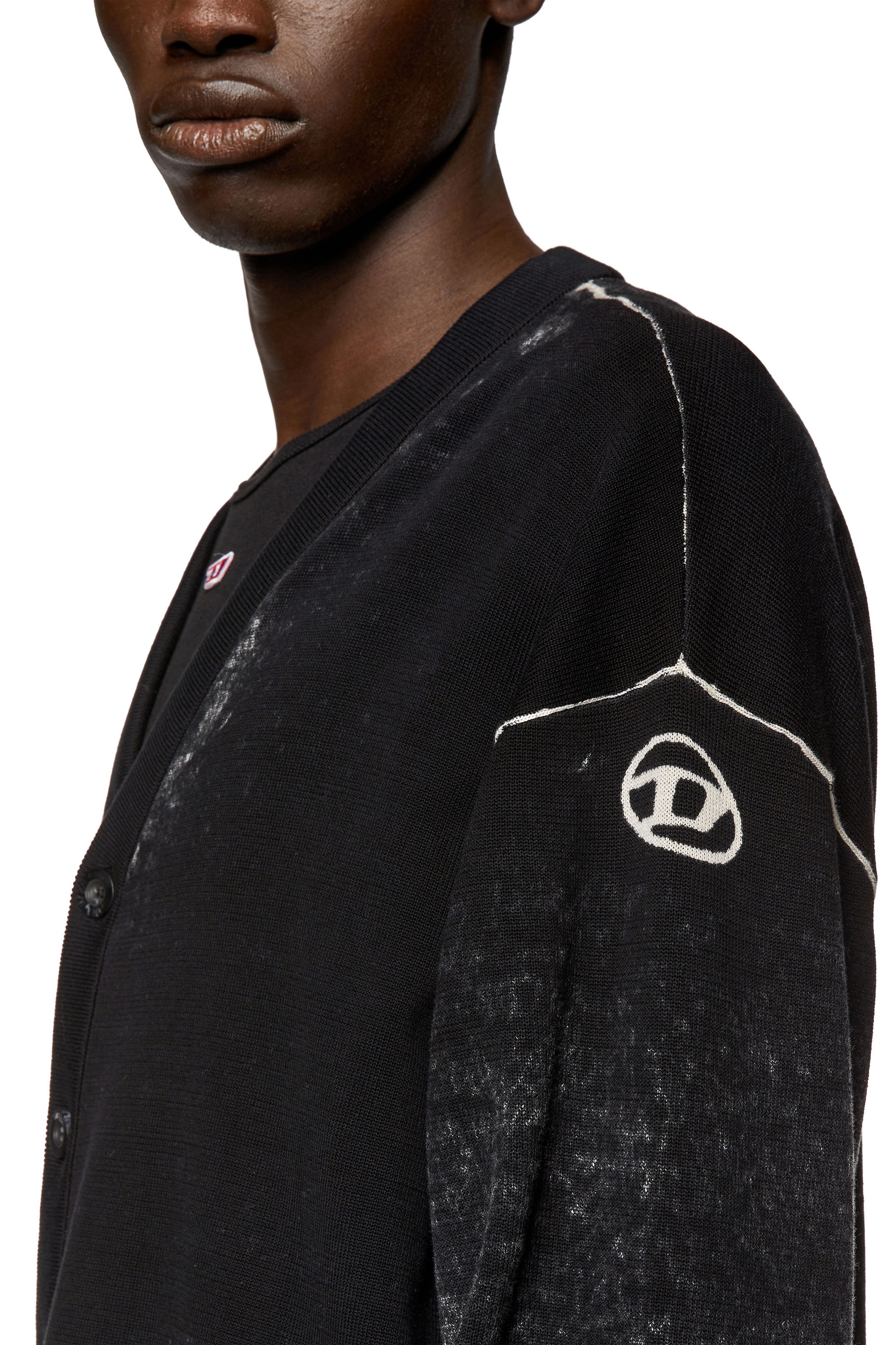 Diesel - K-LARENCE-CARDIGAN-B, Man Reverse-print cotton cardigan in Black - Image 5
