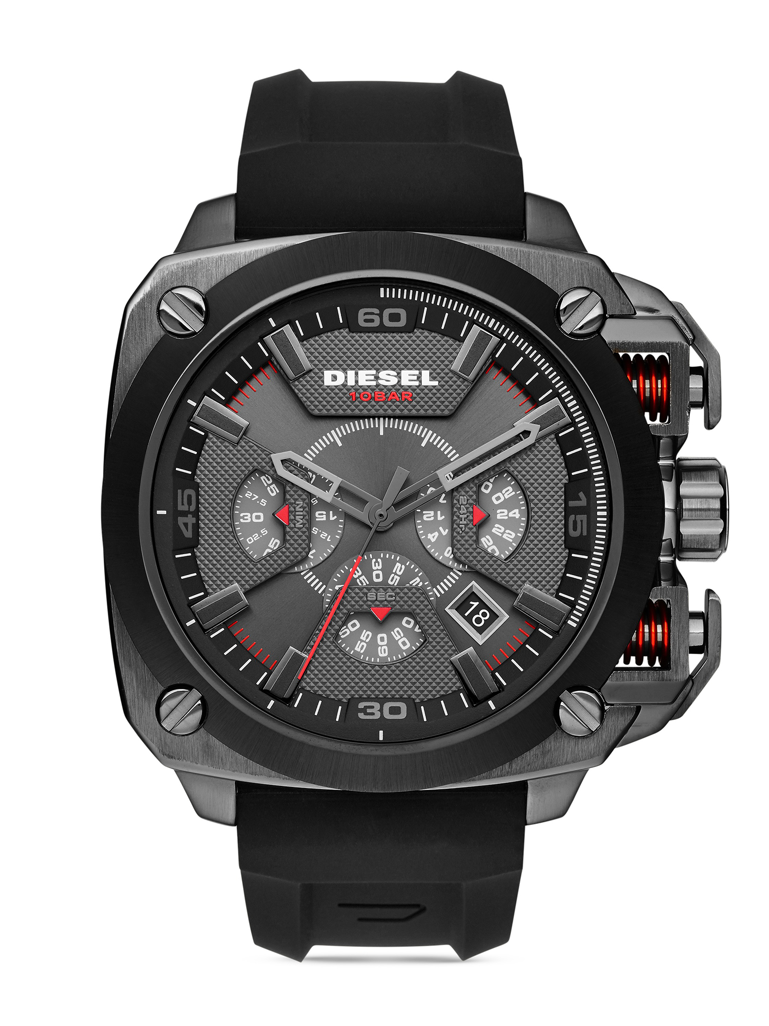 Men's Bamf Chronograph Black Silicone Watch | Black | Diesel