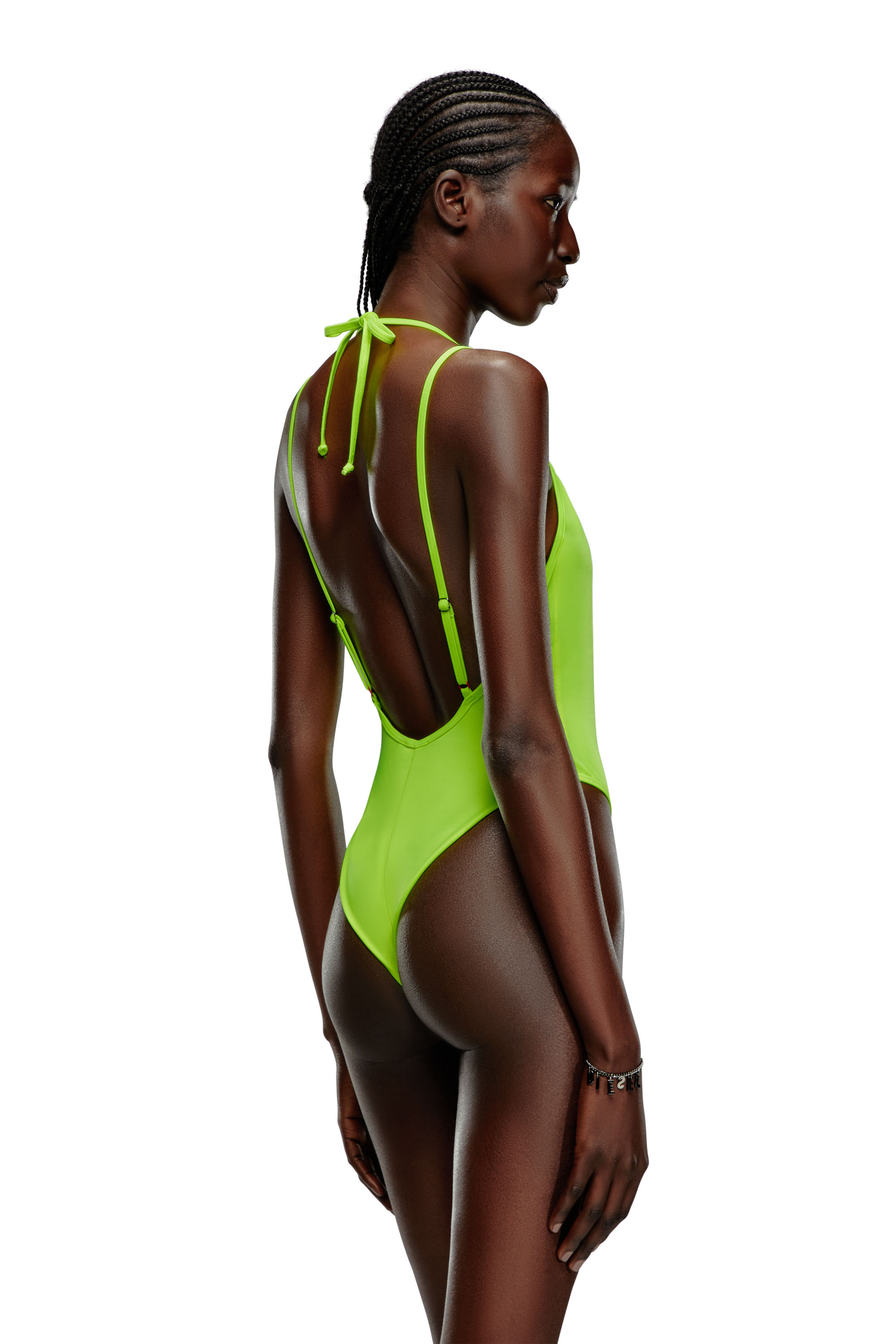Diesel - BFSW-MINDY, Woman Neon halterneck swimsuit with D logo in Yellow - Image 3
