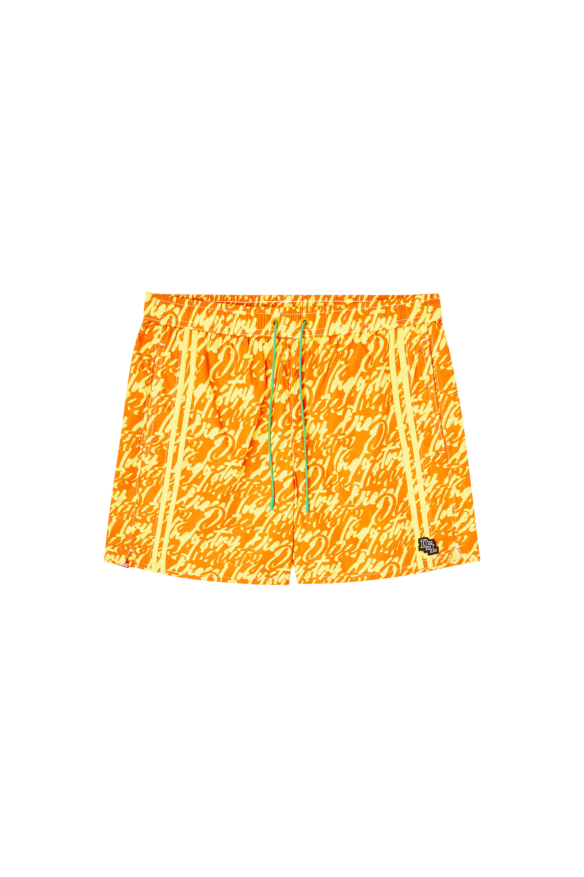Diesel - SOCCER-41-D-POP, Man's Swim shorts with all-over logo print in Yellow - 4