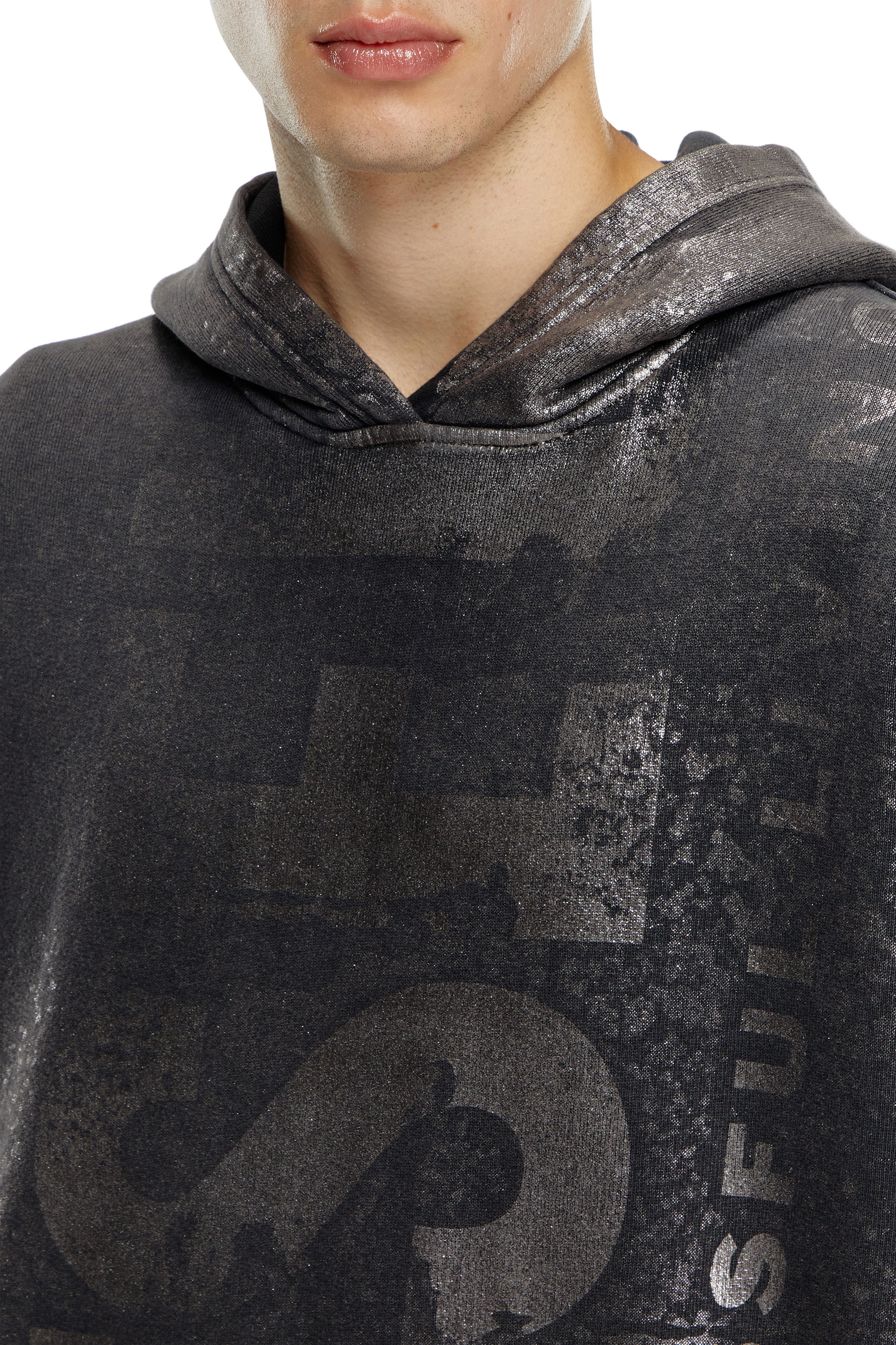 Diesel - S-BOXT-HOOD-Q6, Man's Metallic hoodie with logo in Black - 5