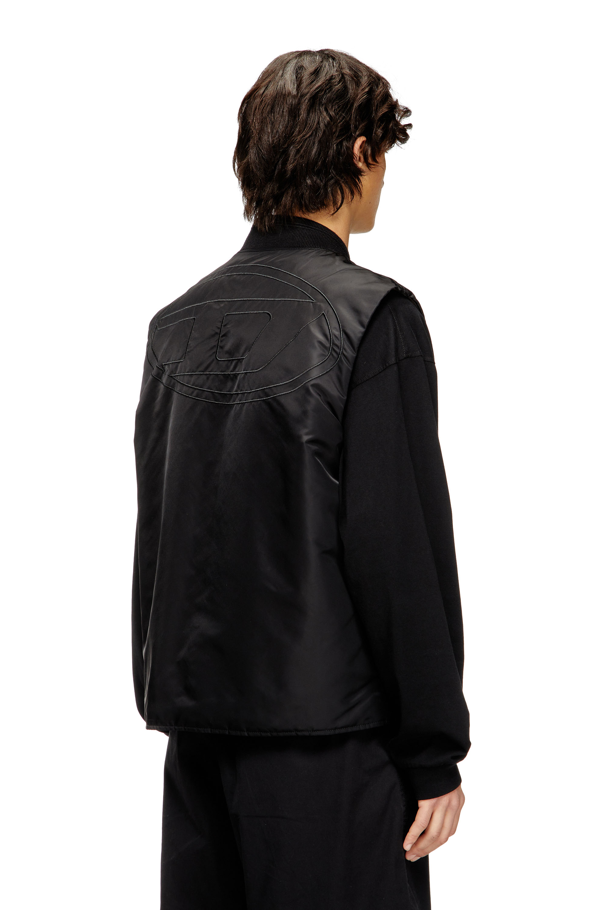 Diesel - W-TYPE-D1-SL, Man's Padded satin vest with Oval D embroidery in Black - 4
