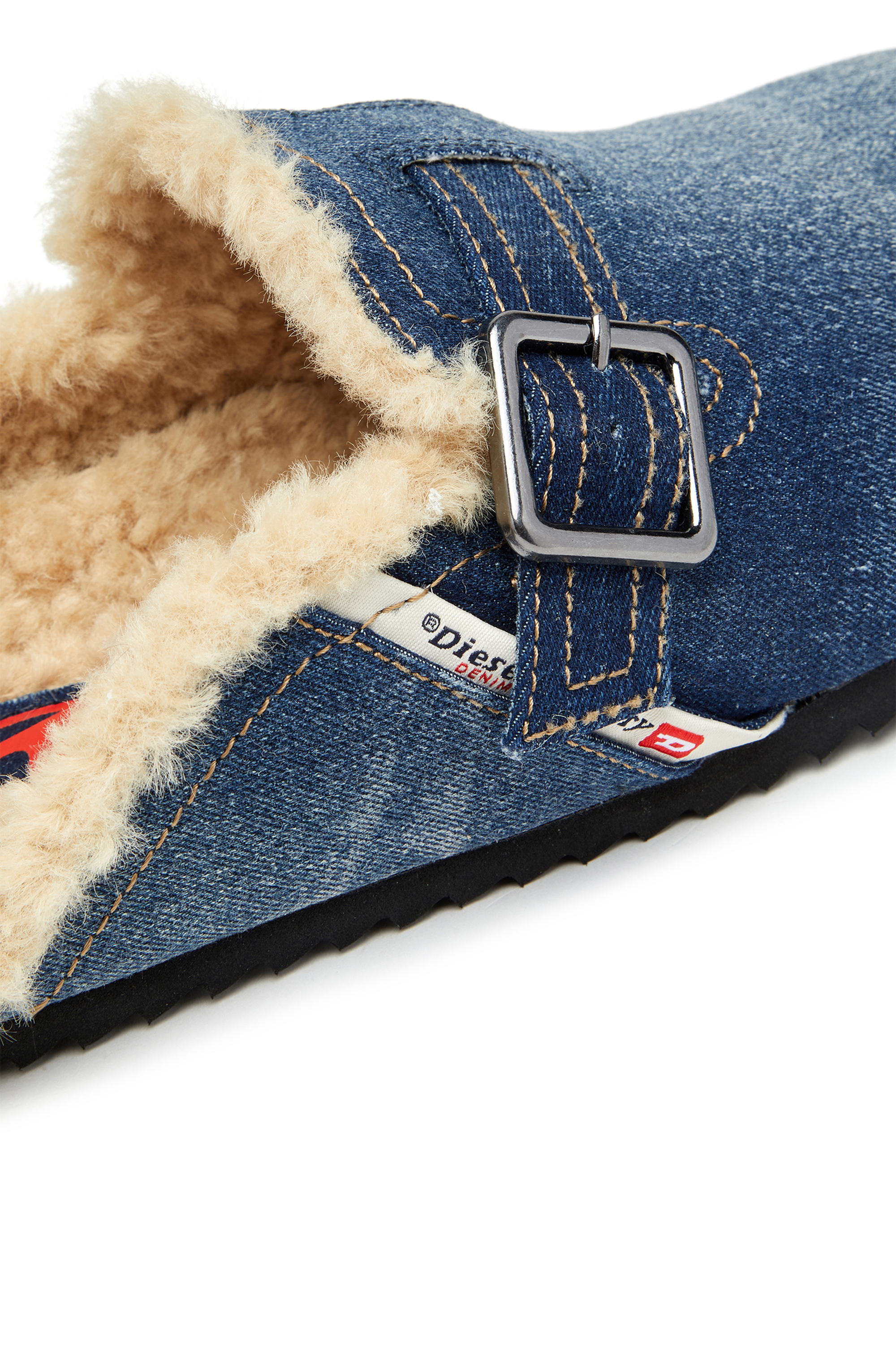 Diesel - D-WOODSTOCK X, Man's D-Woodstock-Denim mules with fluffy lining in Blue - 6