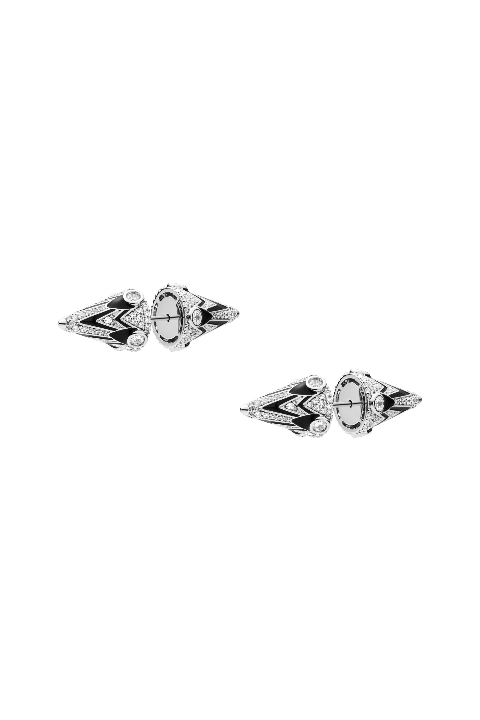 Diesel - DX1657931 JEWELLERY, Unisex's Two-tone brass stud earrings in Silver/Black - 1