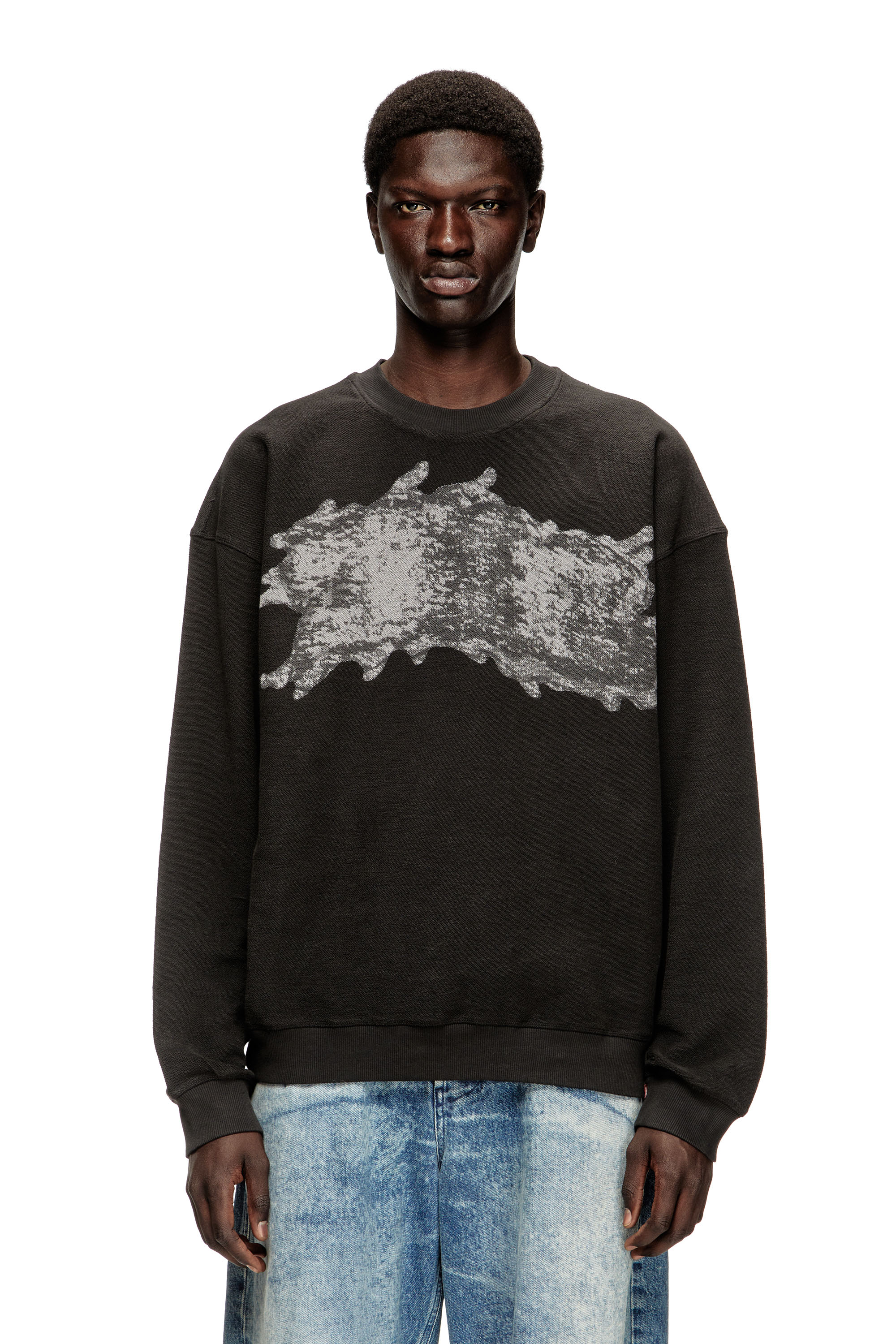 Diesel - S-VALENTIN-JMBV, Man's Sweatshirt with graffiti print in Dark grey - 1
