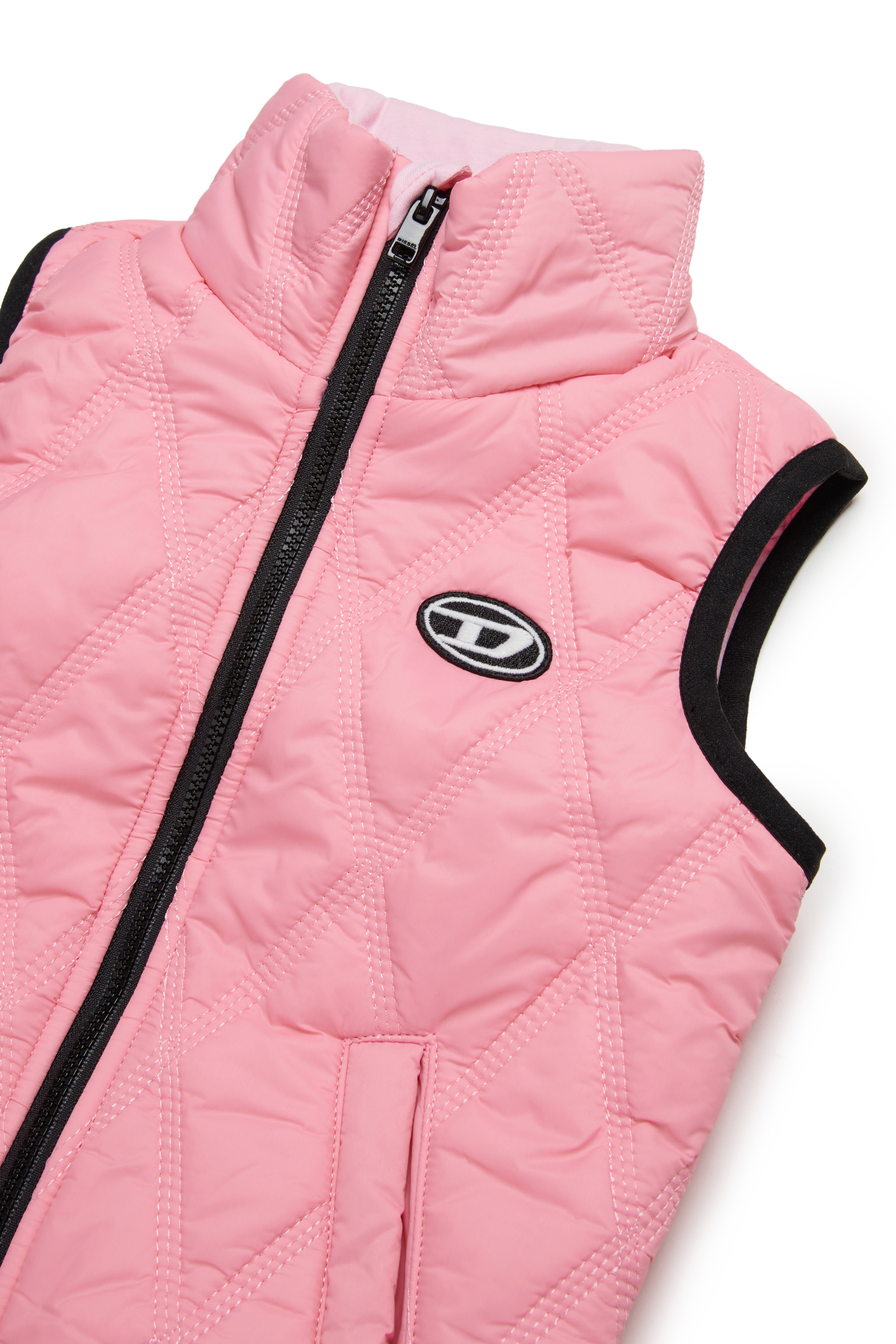 Diesel - JFOKKLOGONHB, Unisex's Quilted vest with Oval D patch in Pink - 3