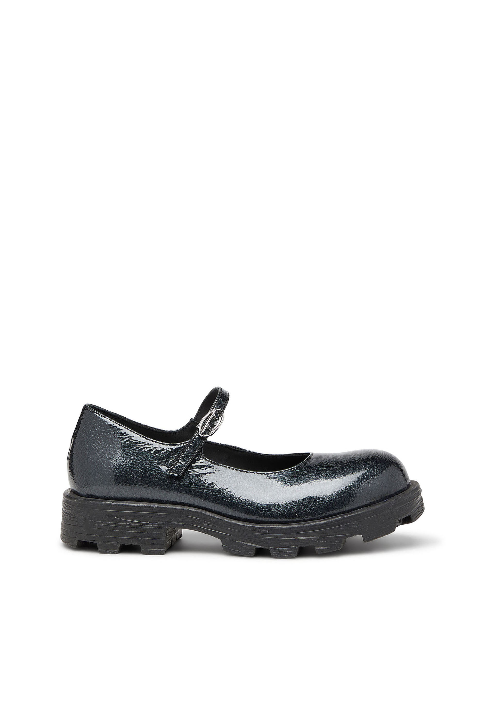 Diesel - D-HAMMER MARY JANE, Woman's D-Hammer - Lugged Mary Jane flats in patent leather in Black - 1