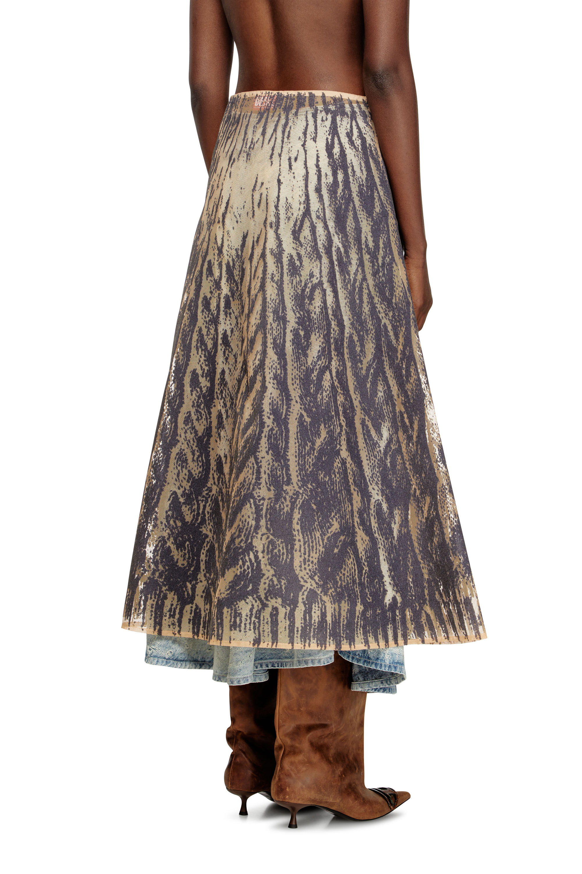 Diesel - O-RIUNDA, Woman's Sheer skirt in rigid printed tulle in Grey - 4