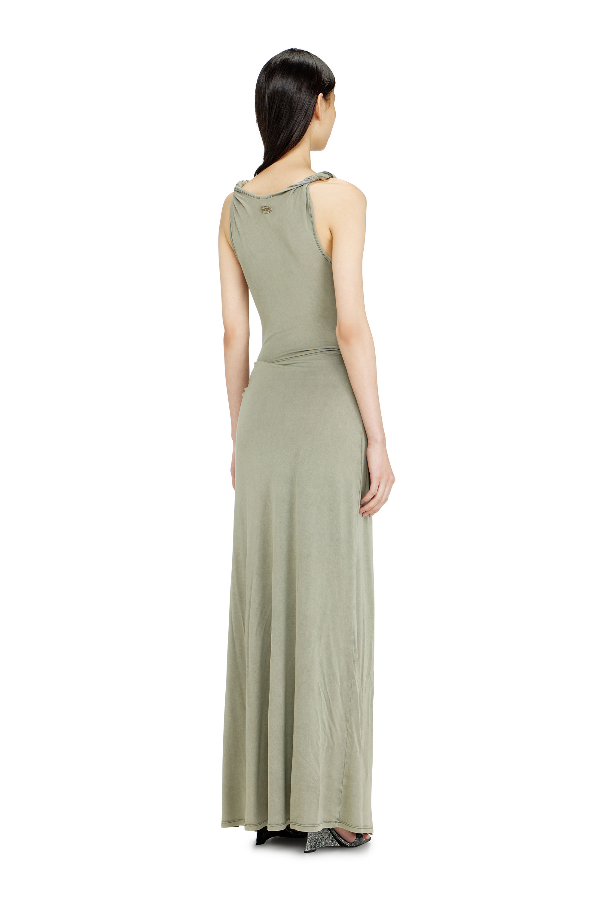 Diesel - D-ESTIGA-S1, Woman's Jersey maxi dress with twisted details in Olive Green - 4