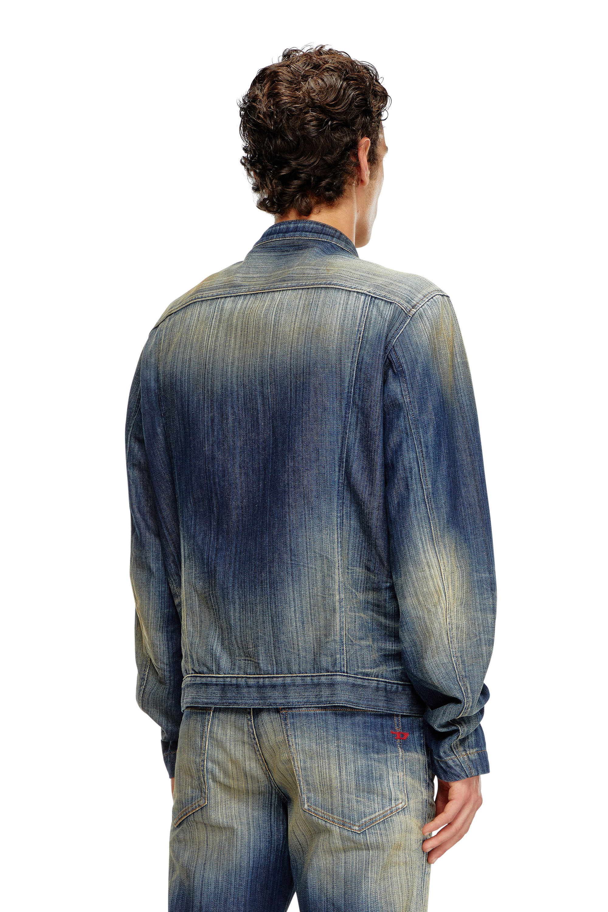 Diesel - D-GLORY, Man Moto jacket in streaky denim in Blue - Image 4