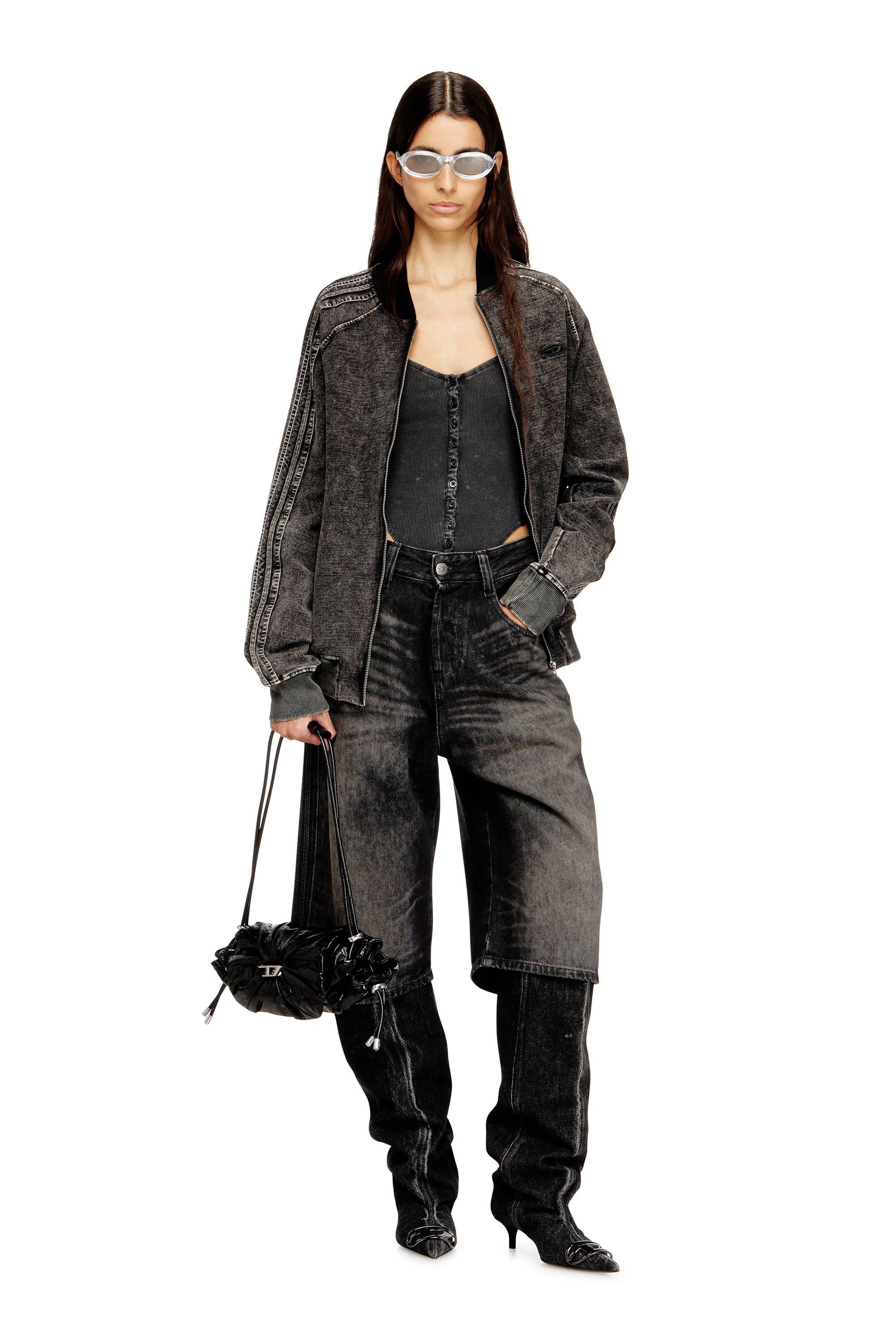 Diesel - D-ENIM-M-SHORT-S, Unisex's Long bermuda shorts in treated cotton-hemp denim in null - 2