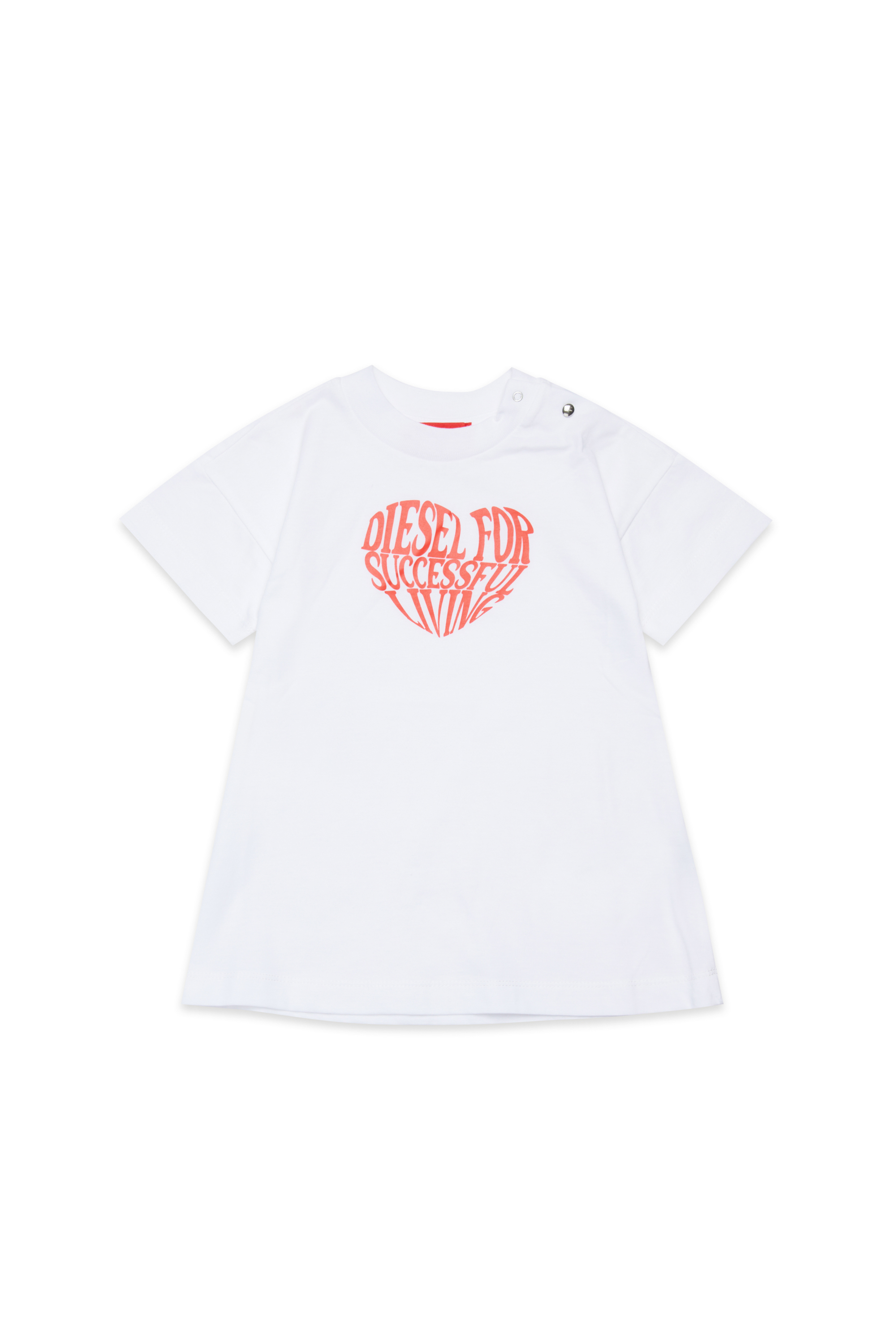 Diesel - DVAVYB, Woman's Cotton dress with heart print in White - 1