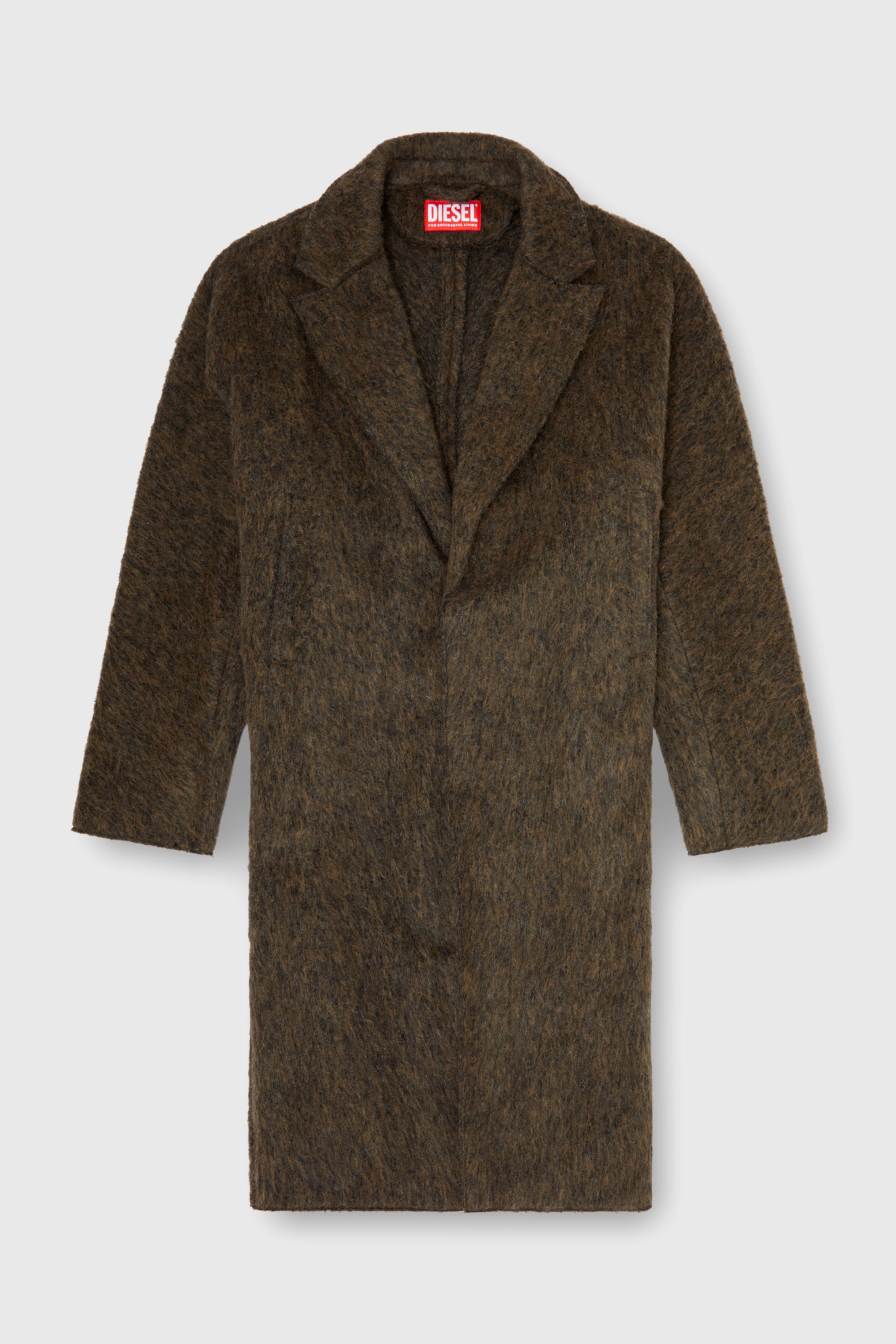 Diesel - W-HULL, Man's Coat in wool and alpaca blend in Brown - 2