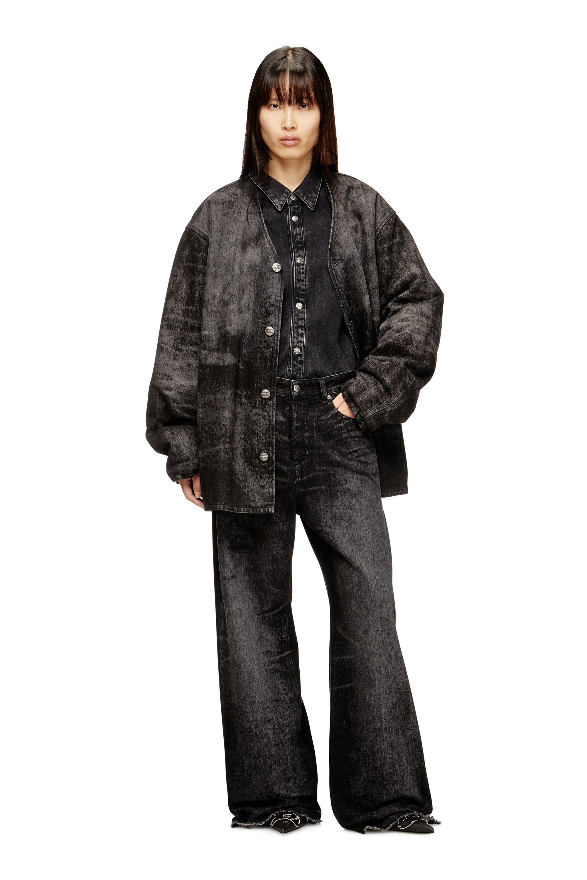 Diesel - Woman's Relaxed Jeans 1996 D-Sire 007DB, Black/Dark grey - 2