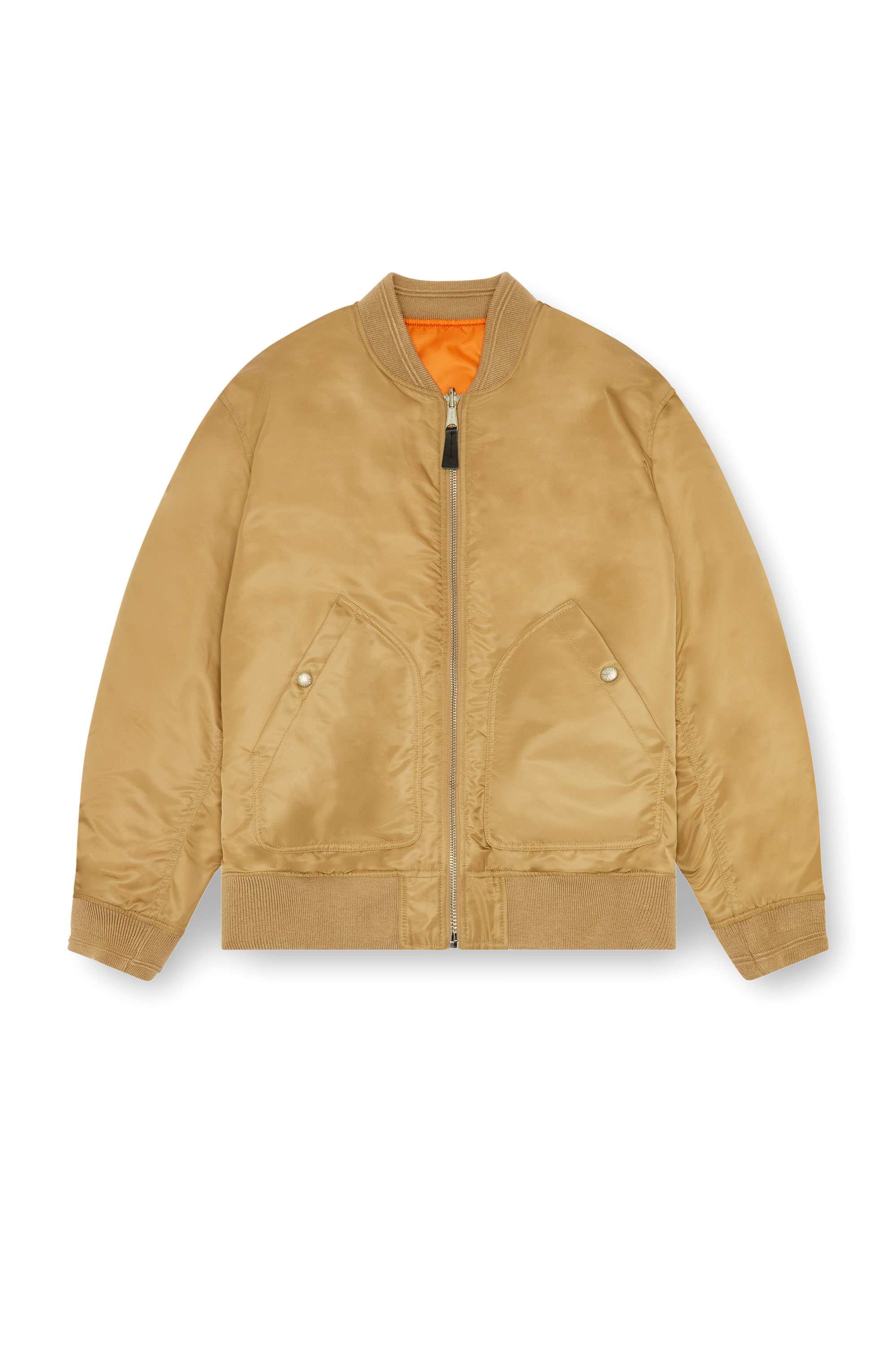 Diesel - J-HELD, Man's Bomber in padded nylon with Oval D in Light Brown - 2