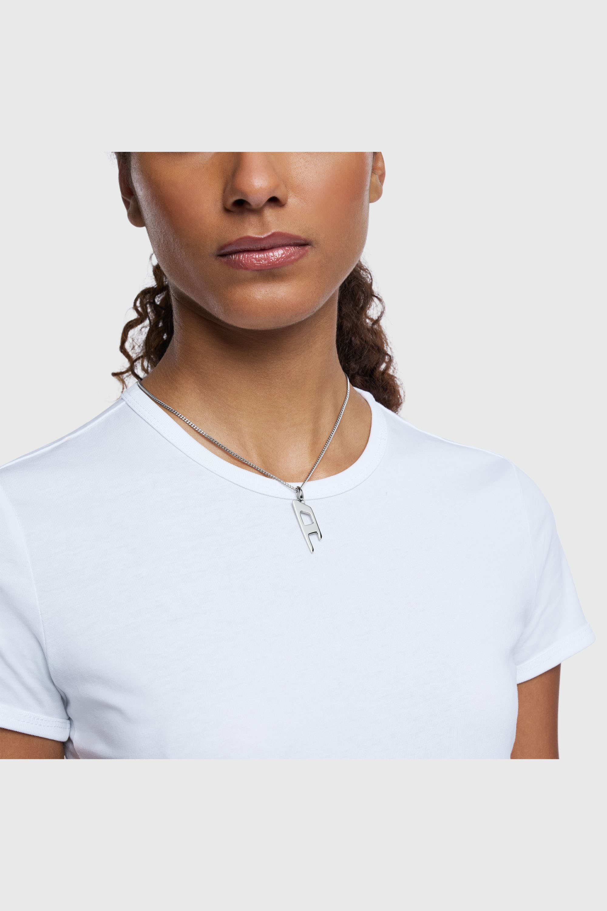 Women's Stainless steel d logo pendant necklace | Silver | Diesel