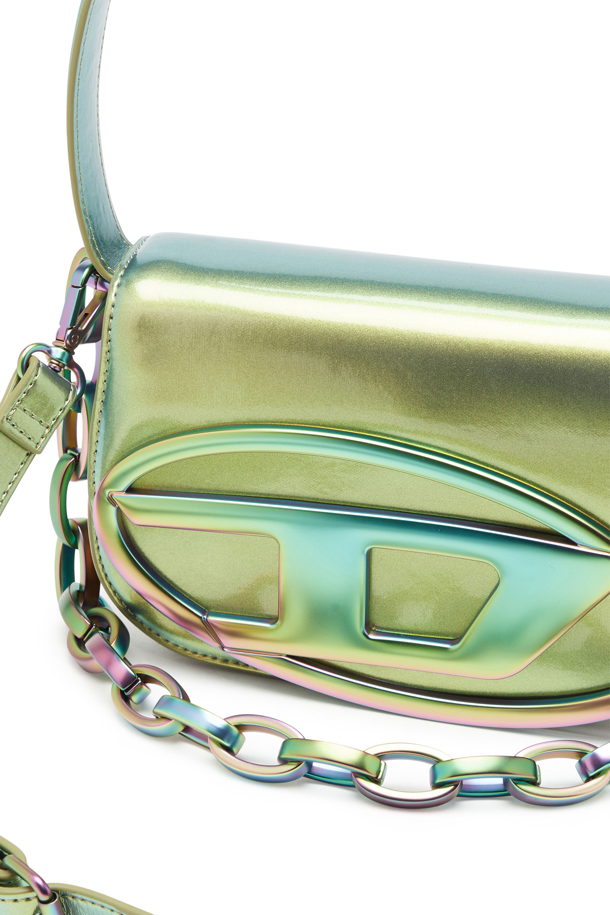 Diesel - 1DR, Woman's 1DR-Iconic shoulder bag with iridescent effect in Yellow/Green - 6