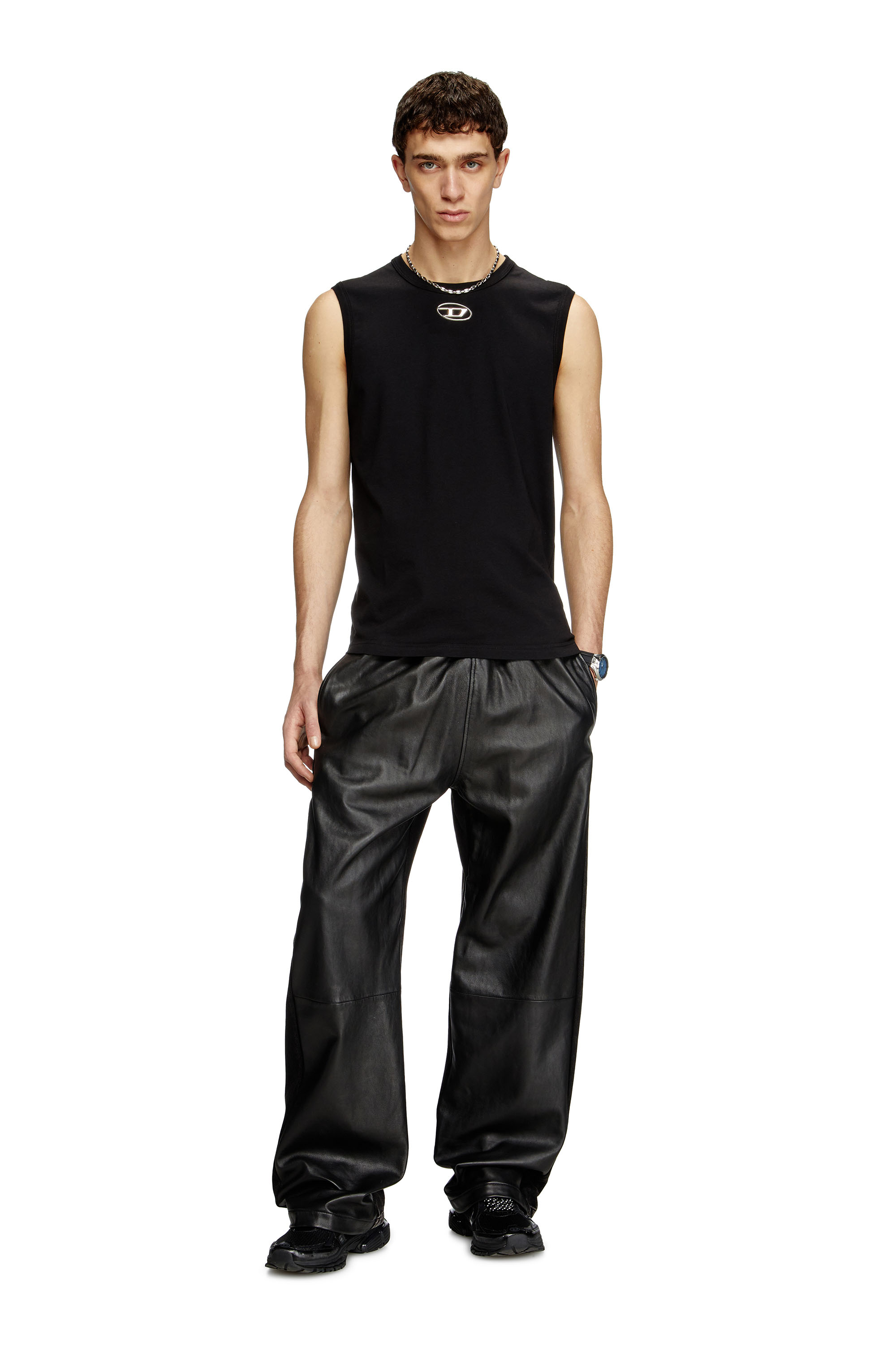 Diesel - T-BISCO-OD, Man's Tank top with metallic Oval D in Black - 1