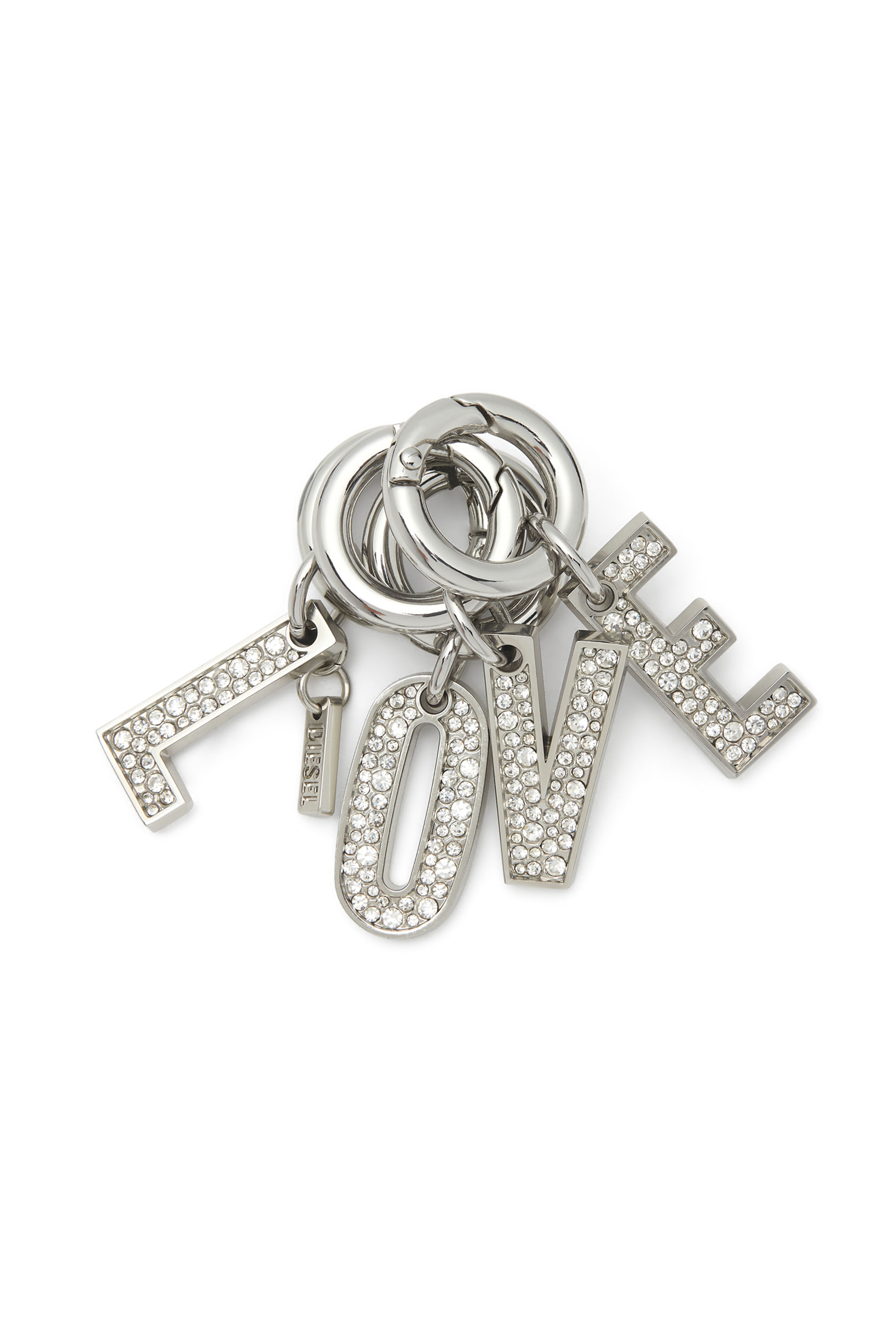 Diesel - CHARM-LOVE, Woman's Metal keyring with LOVE charms in Silver - 1