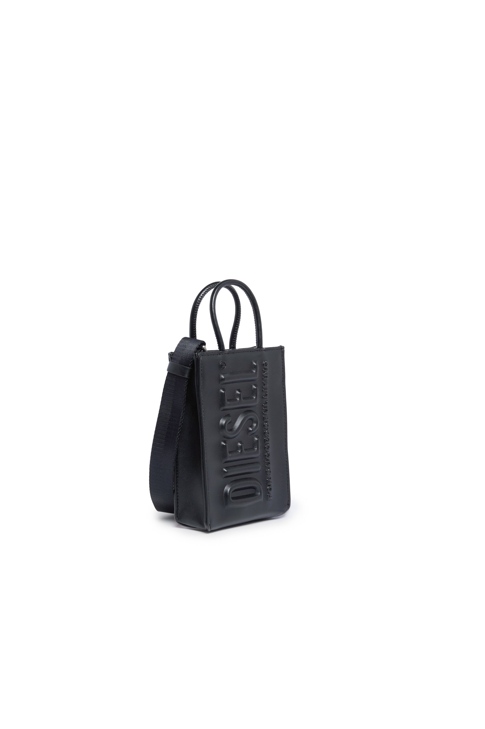 Diesel - DSL 3D SHOPPER MINI, Woman's Mini tote bag with embossed logo in Black - 3