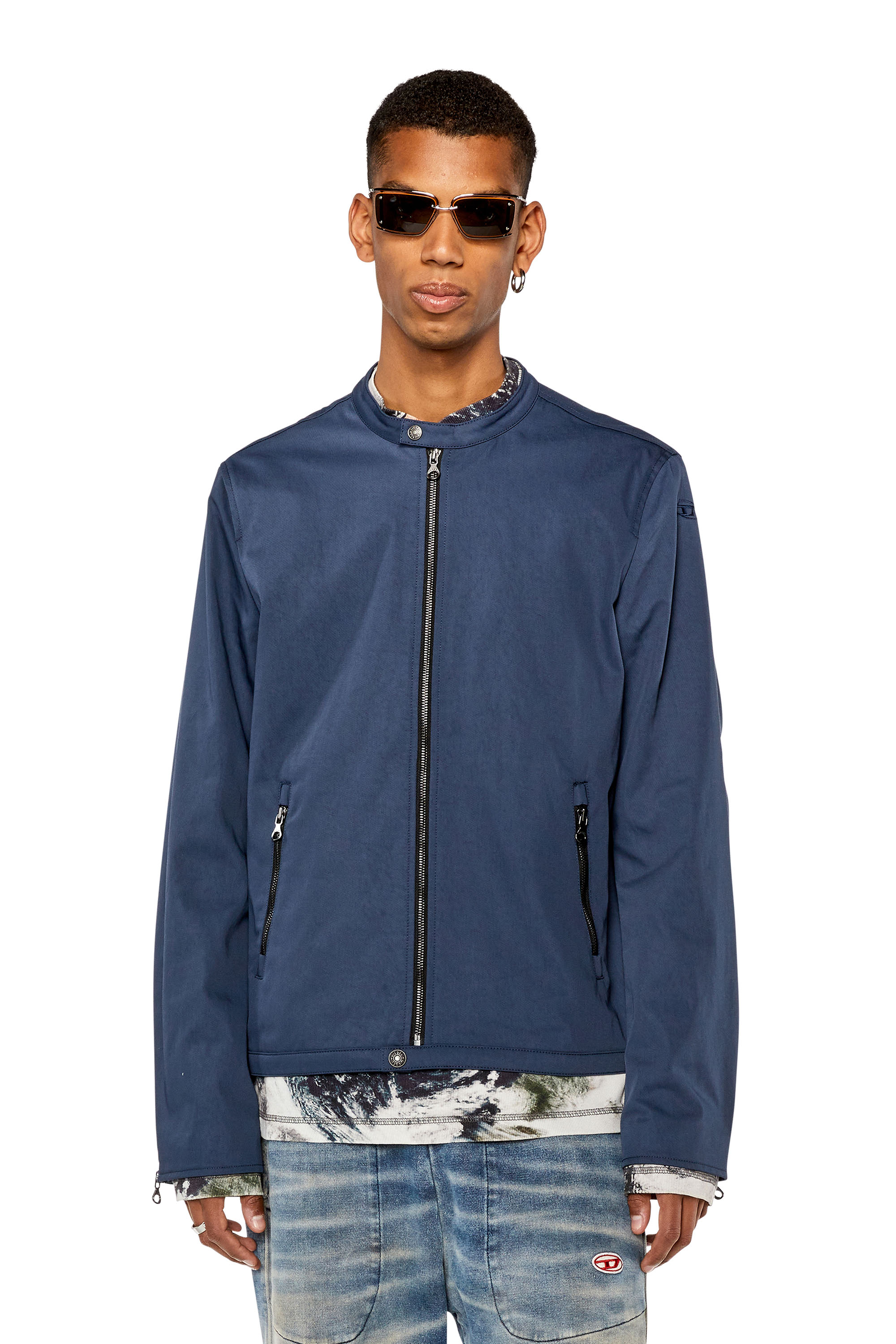 J-GLORY-NW Man: Biker jacket in cotton-touch nylon | Diesel